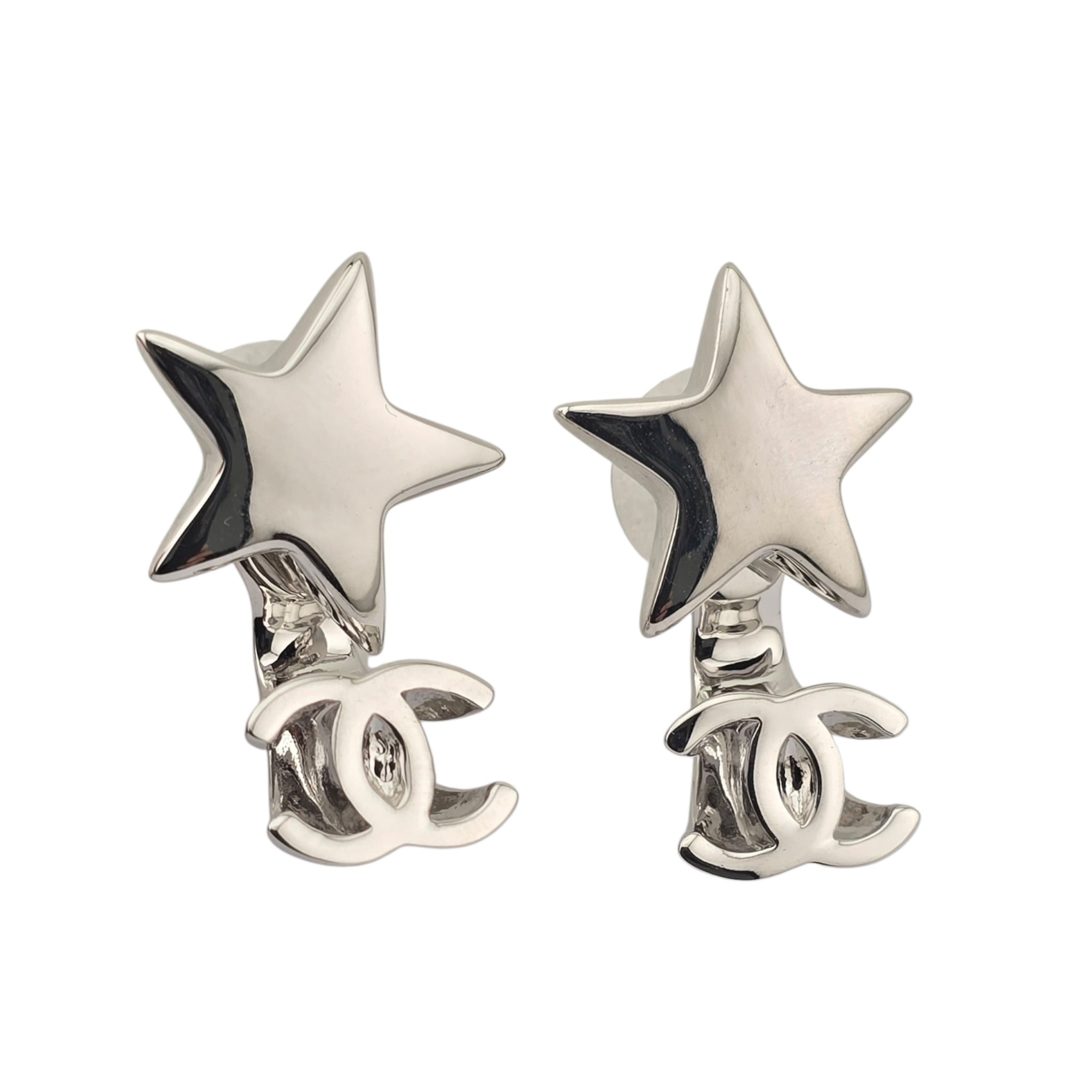 Chanel CC Silver Star Earrings 2026 CHANEL