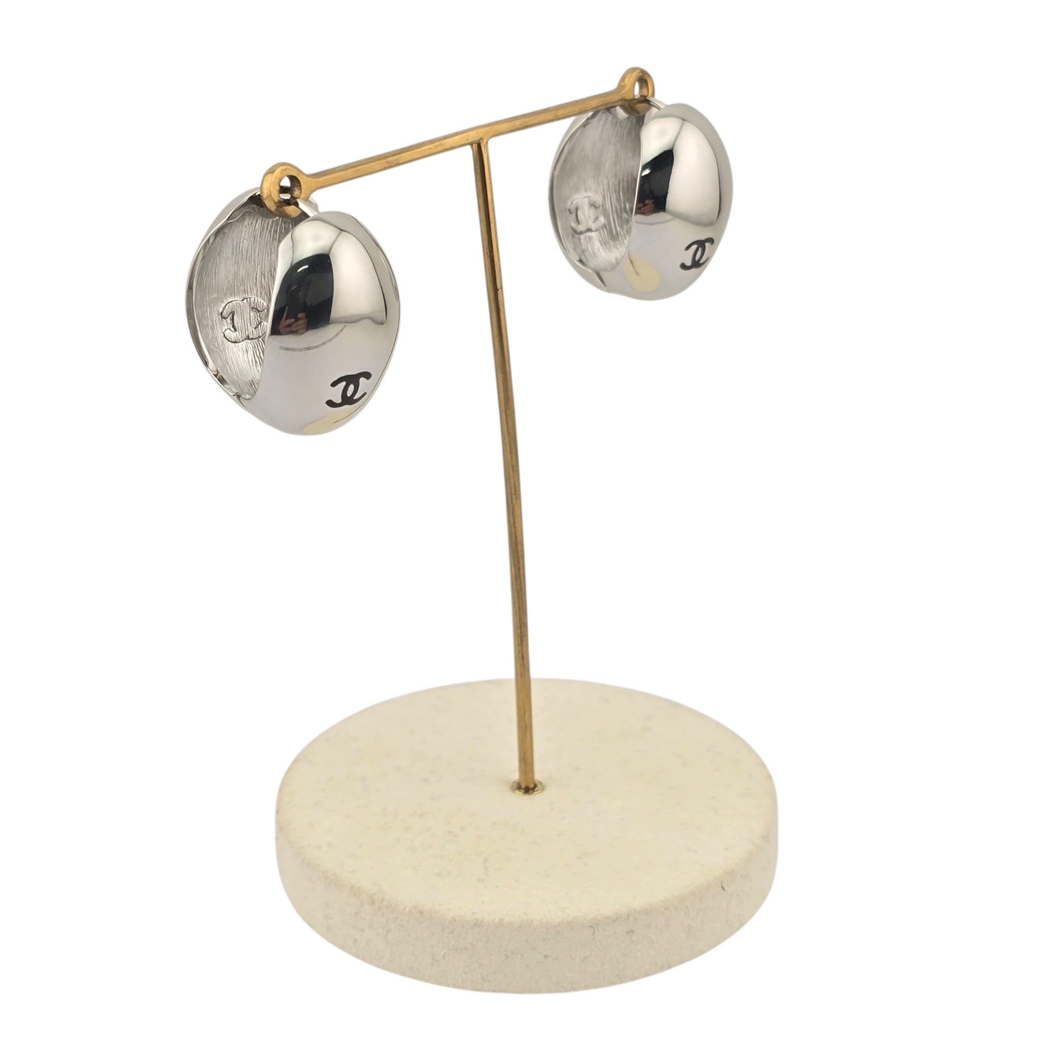 Chanel CC Silver Hoop Earrings SS26 2026 CHANEL