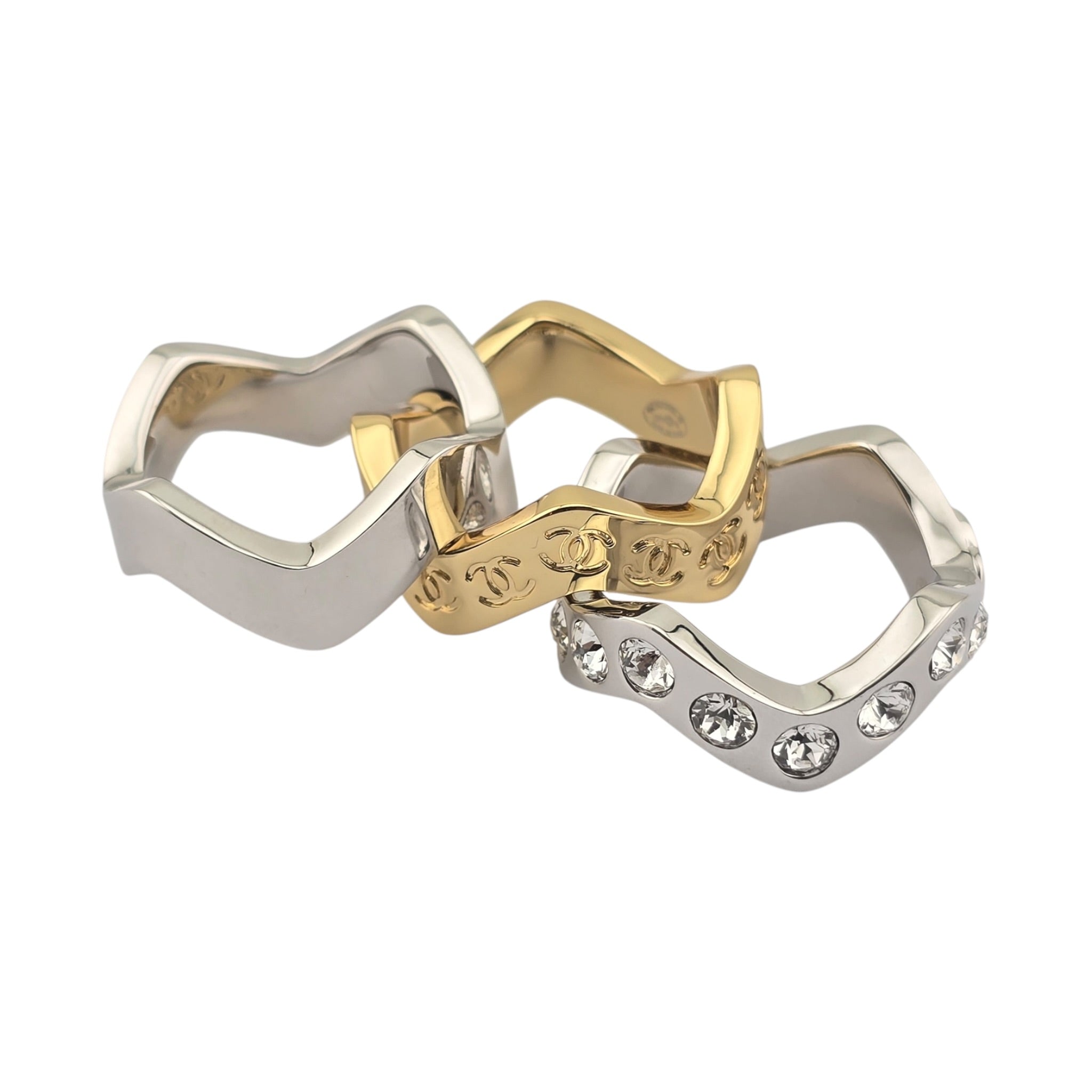Chanel CC 3 Piece Ring Silver Gold 2026 CHANEL
