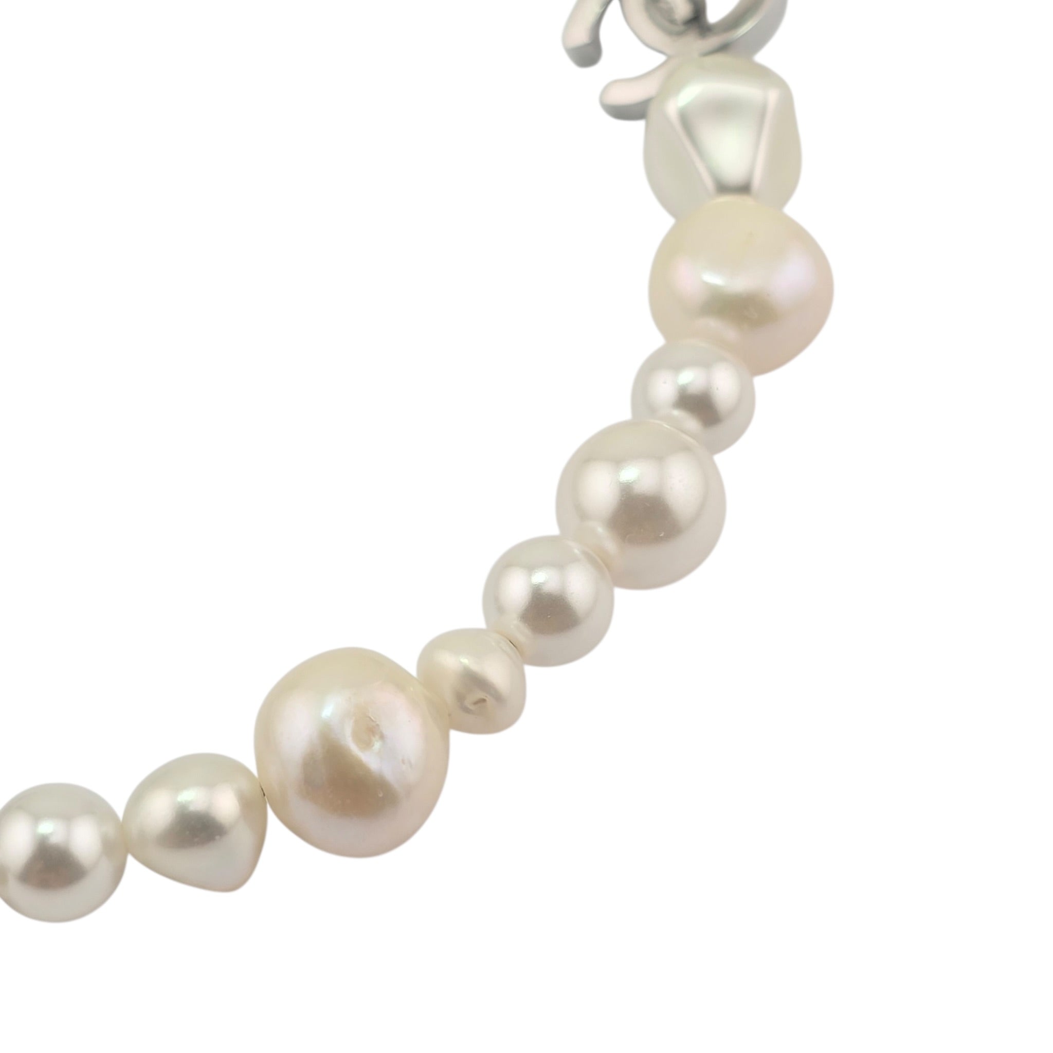Chanel CC Faux Pearl Silver Bracelet 2026 CHANEL