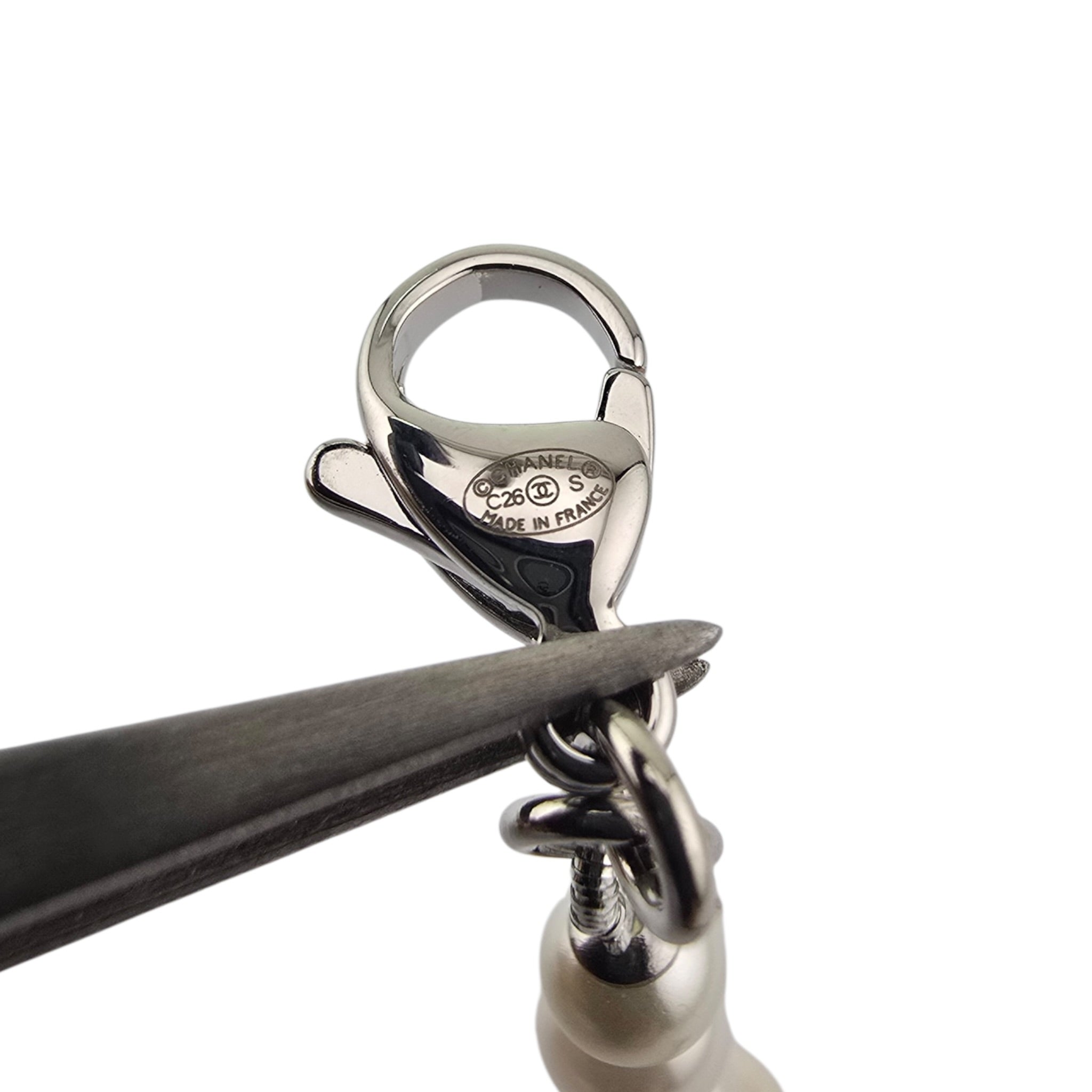 Chanel CC Faux Pearl Silver Bracelet 2026 CHANEL