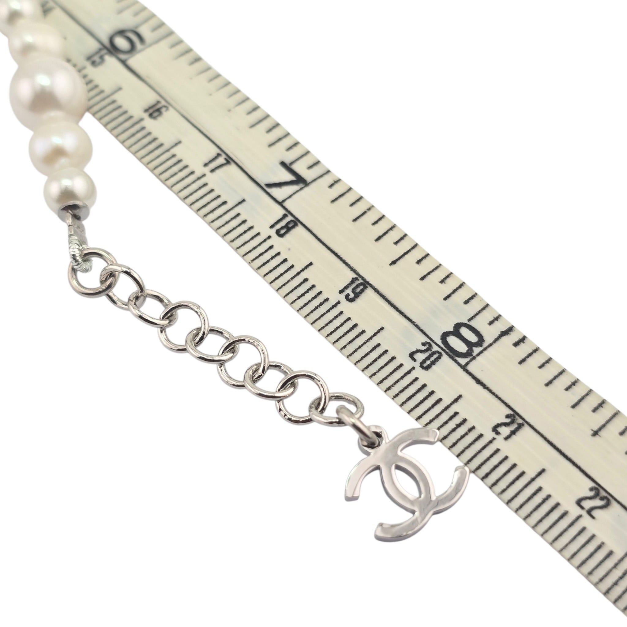 Chanel CC Faux Pearl Silver Bracelet 2026 CHANEL