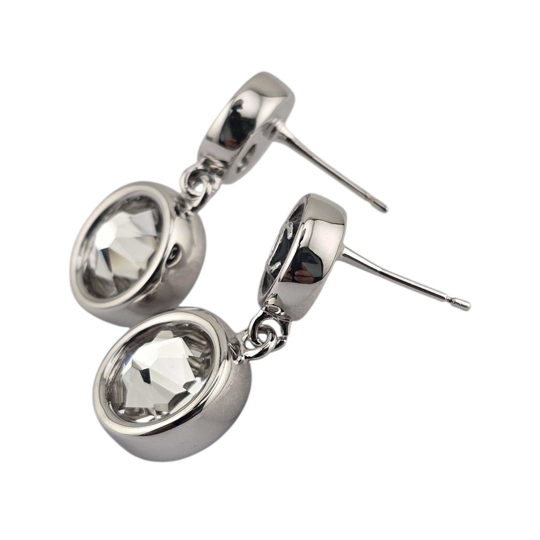Chanel CC Round Black Drop Silver Earrings 2026 CHANEL