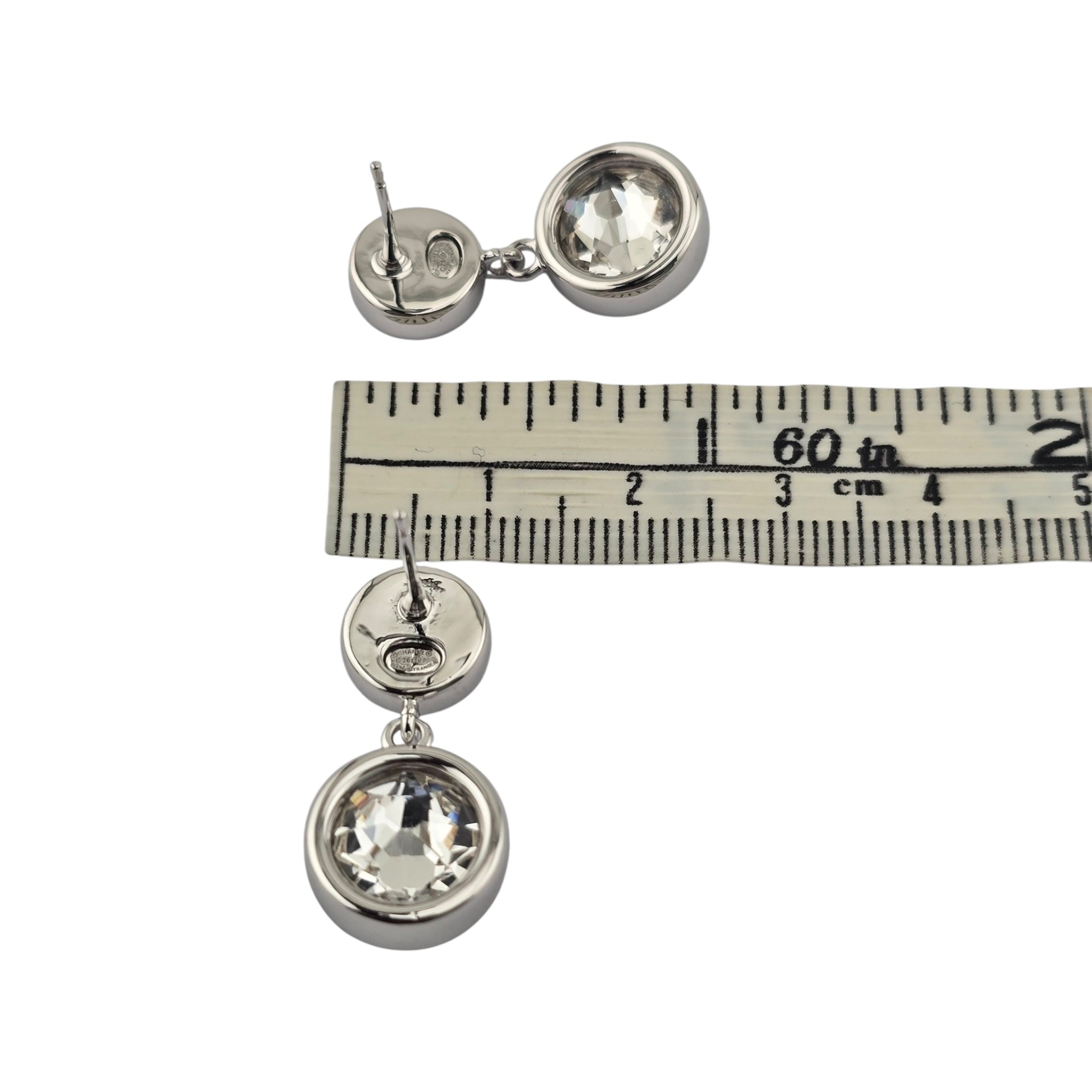 Chanel CC Round Black Drop Silver Earrings 2026 CHANEL