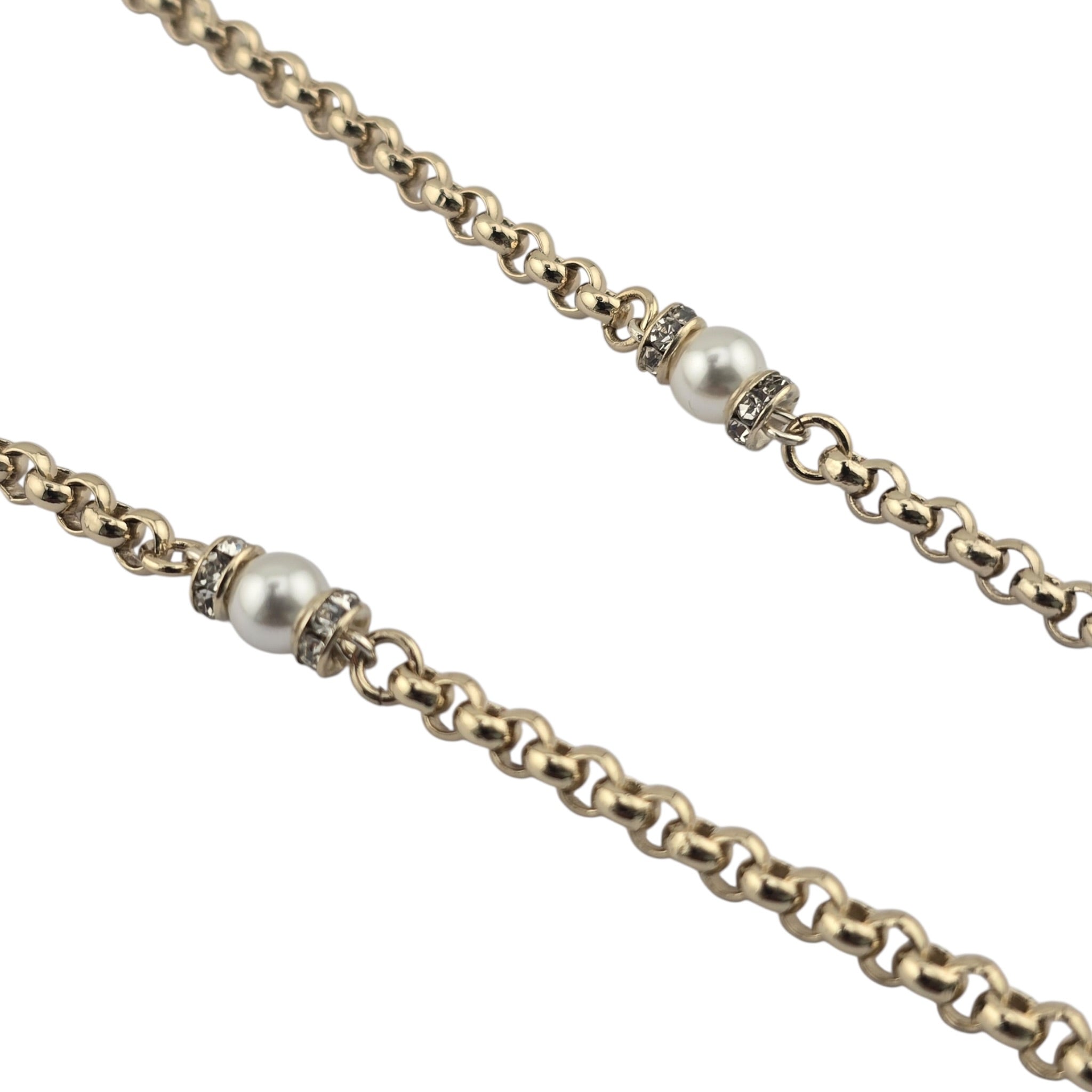 Chanel CC Gold Heart Crystal Pearl Necklace 2024 CHANEL