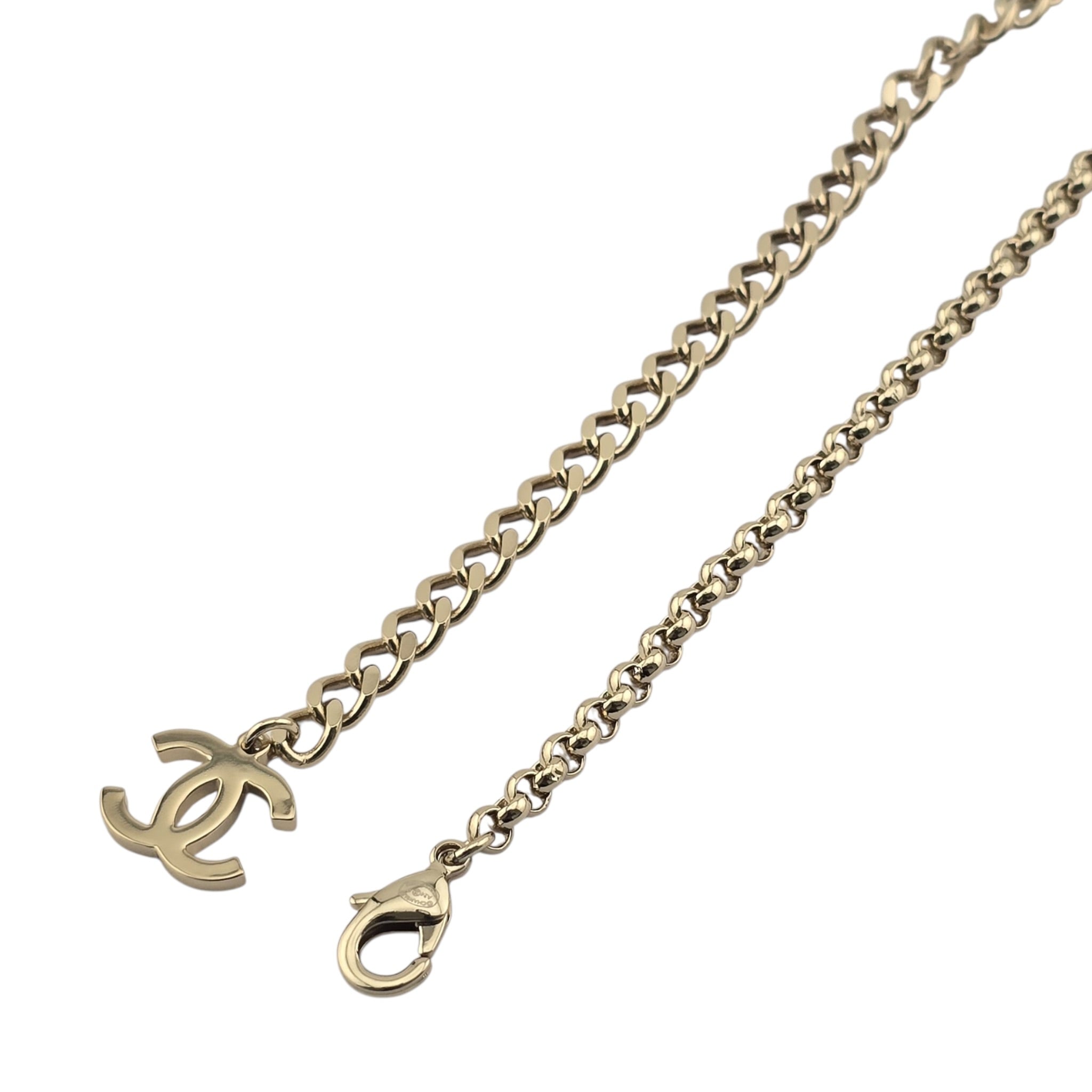 Chanel CC Gold Heart Crystal Pearl Necklace 2024 CHANEL