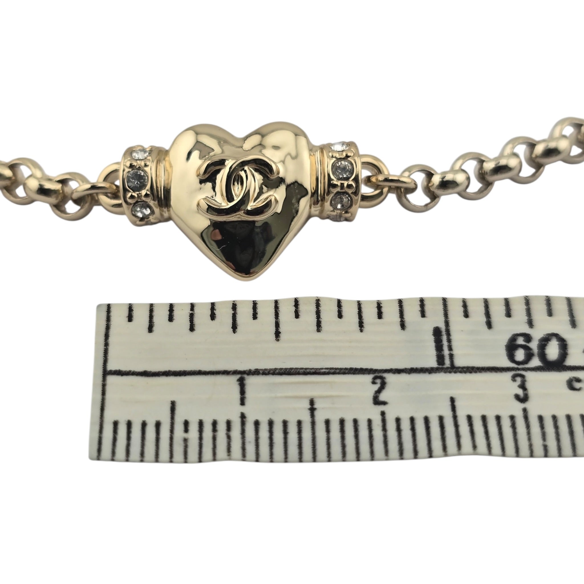Chanel CC Gold Heart Crystal Pearl Necklace 2024 CHANEL