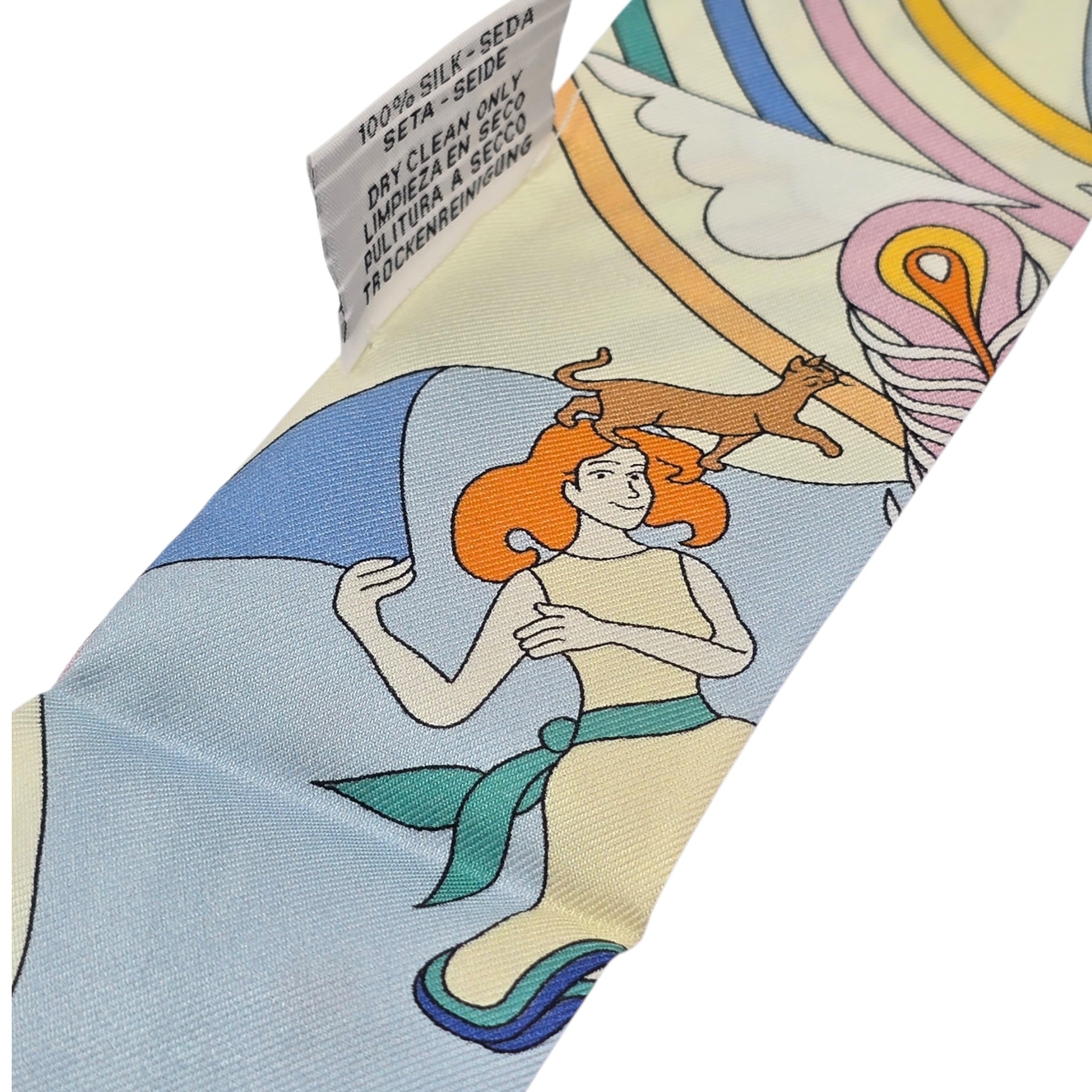 Hermes Silk Twilly Carrés Volants Gris Perle, Rose Pale HERMES