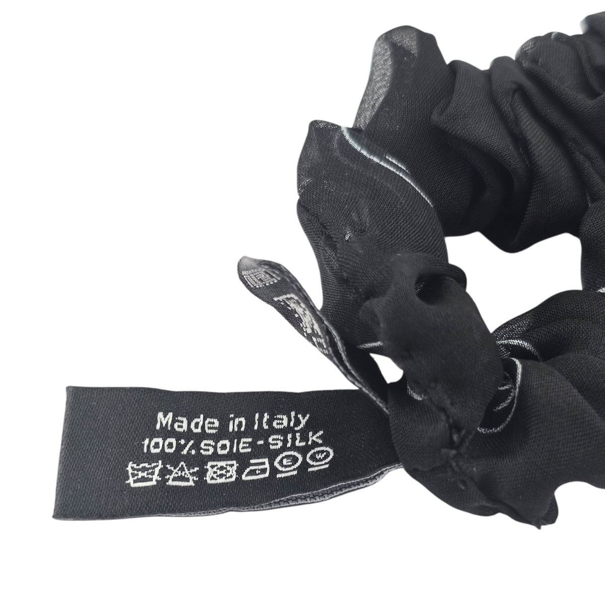 Chanel CC Silk Scarf Scrunchie Black CHANEL
