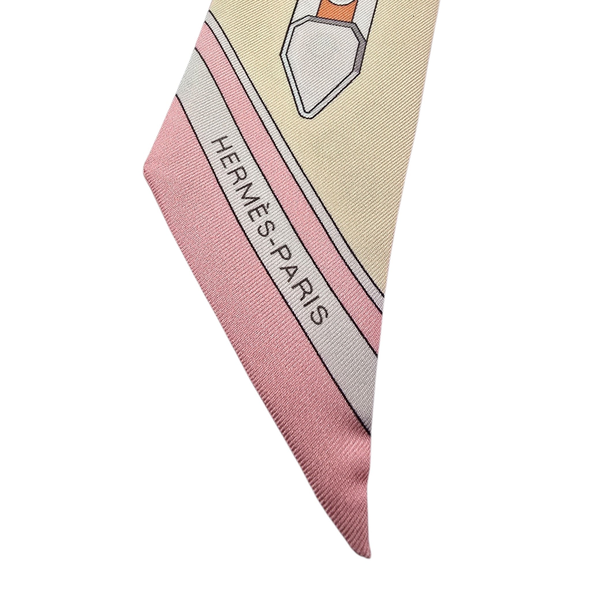 Hermes Silk Twilly Grand Tralala Rose Poudre Beige Pink HERMES