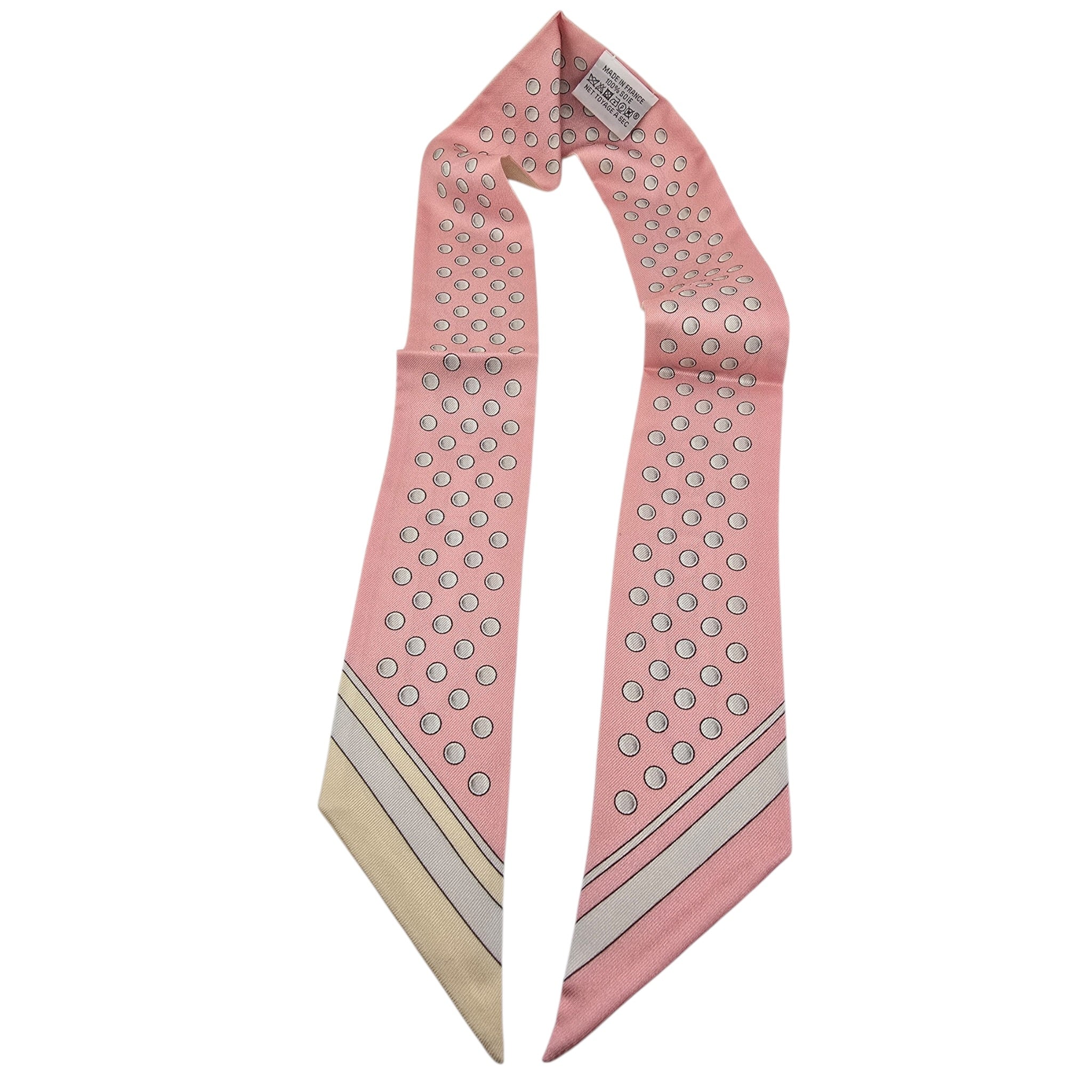 Hermes Silk Twilly Grand Tralala Rose Poudre Beige Pink HERMES