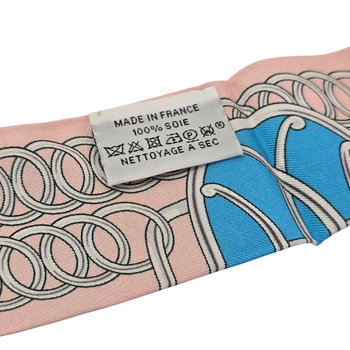 Hermes Silk Twilly Grand Tralala Rose Poudre Beige Pink HERMES