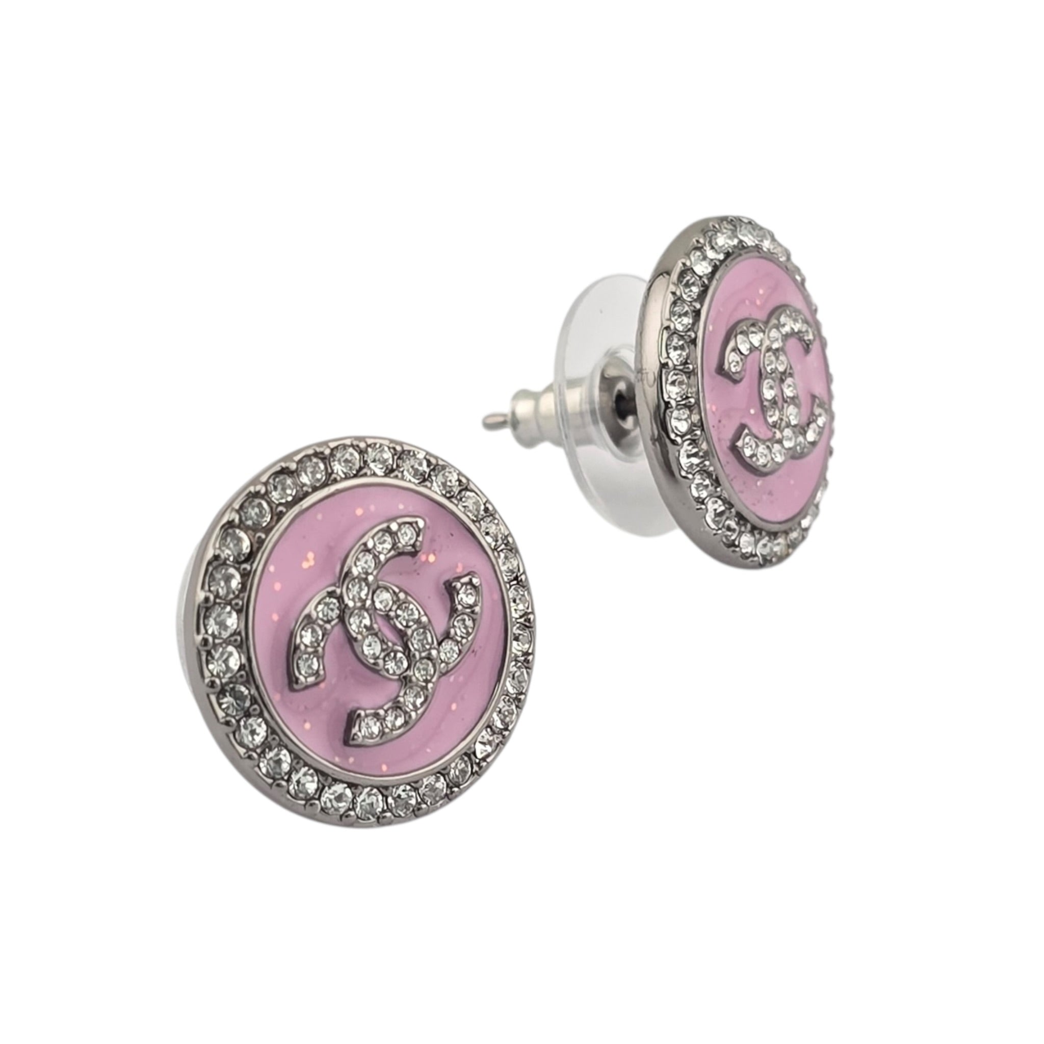 Chanel CC Pink Ruthenium Round Earrings 2025 CHANEL