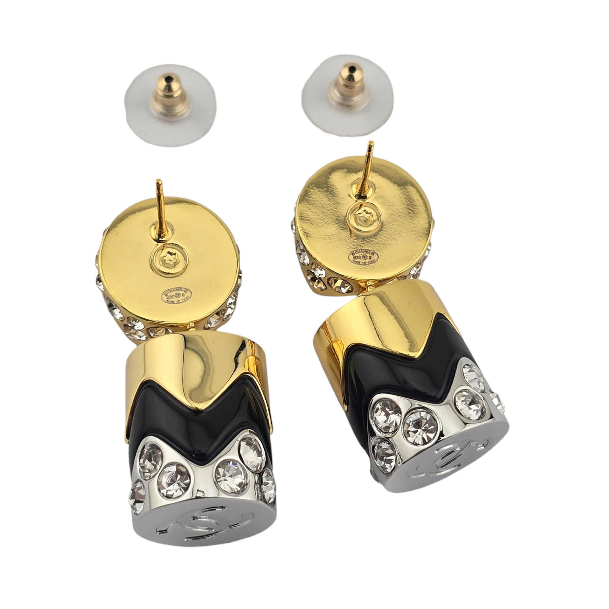 Chanel CC Drop Pendant Black Gold Earrings 2026 CHANEL