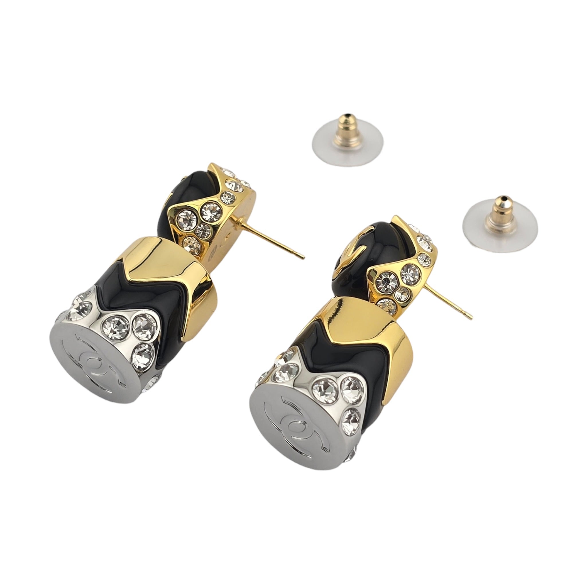 Chanel CC Drop Pendant Black Gold Earrings 2026 CHANEL