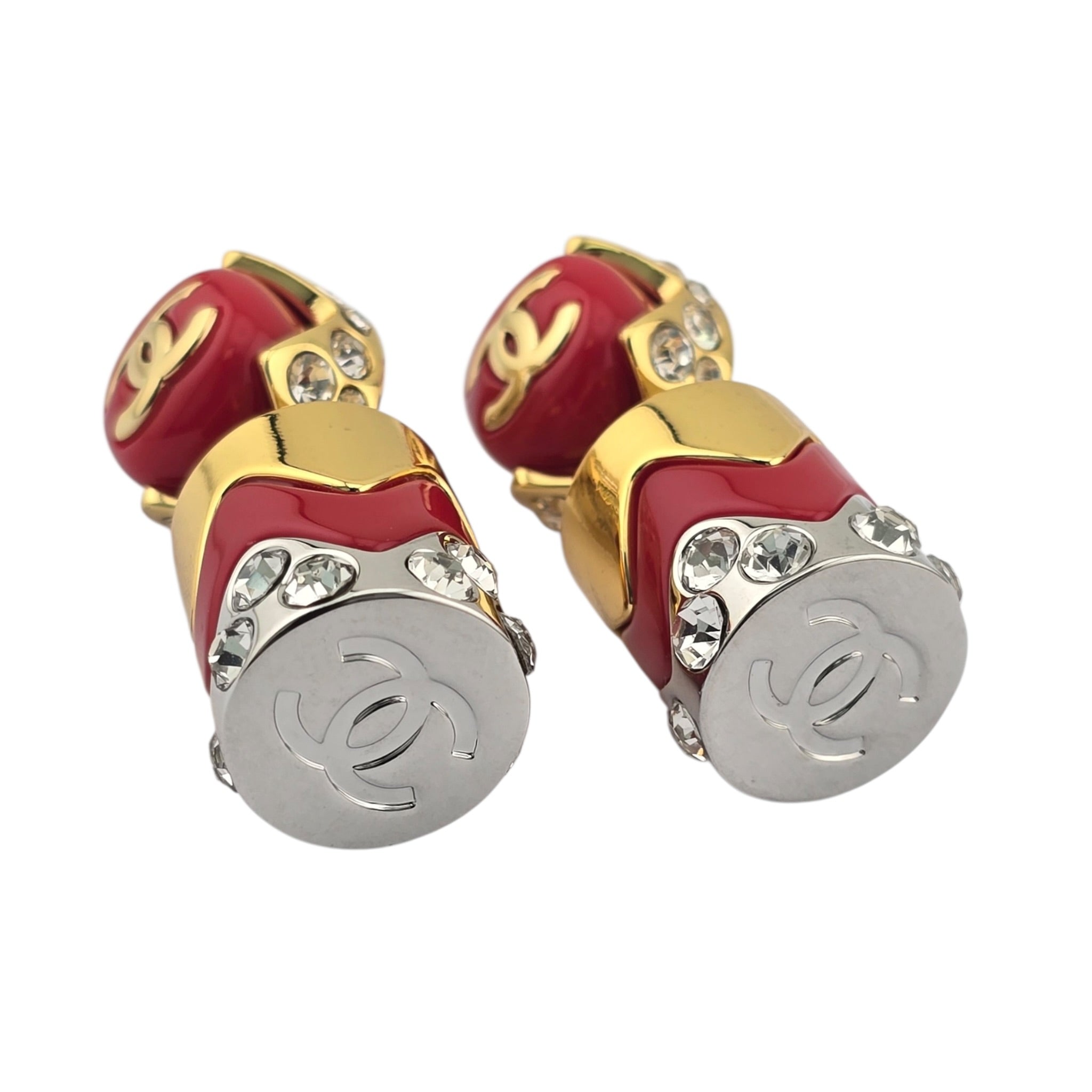 Chanel CC Drop Pendant Red Gold Silver Earrings 2026 CHANEL