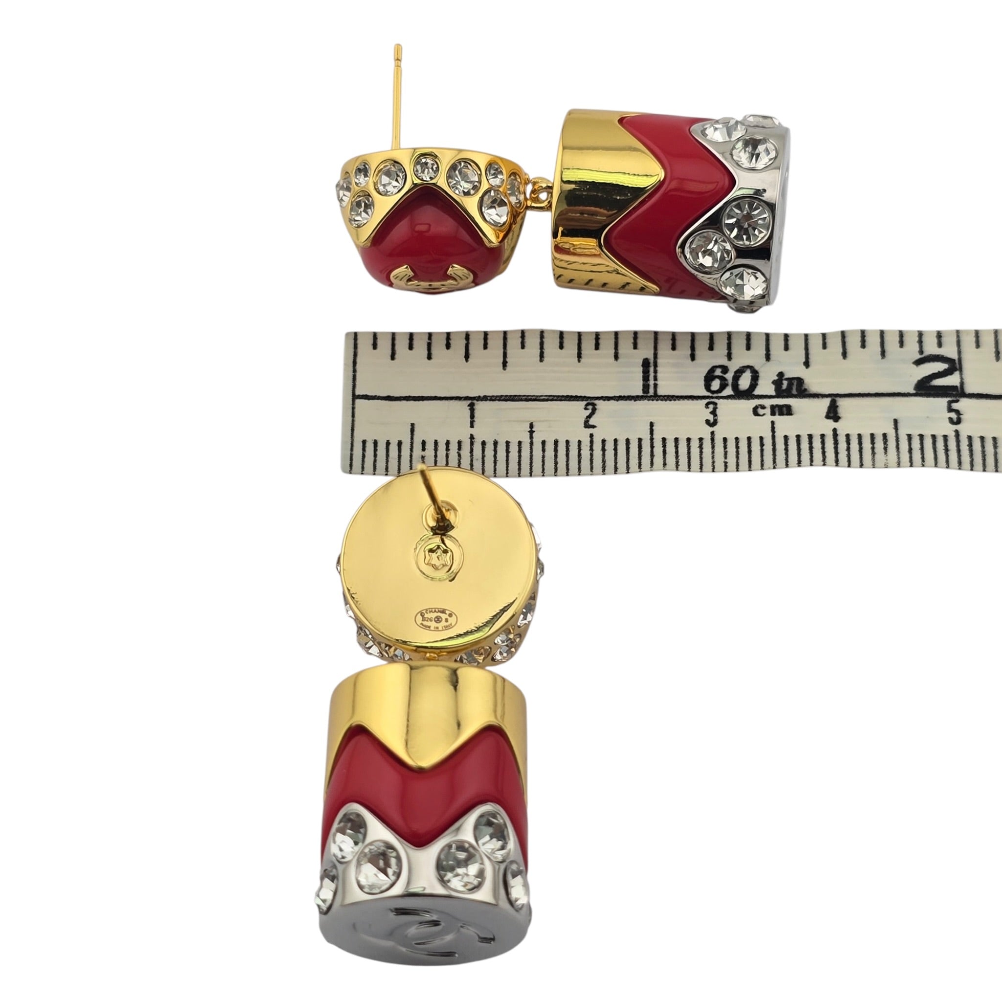 Chanel CC Drop Pendant Red Gold Silver Earrings 2026 CHANEL