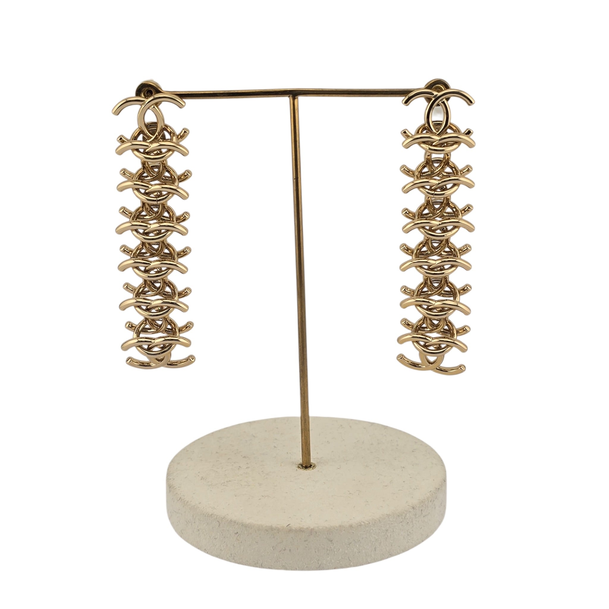 Chanel CC Drop Pendant Gold Earrings 2026 CHANEL