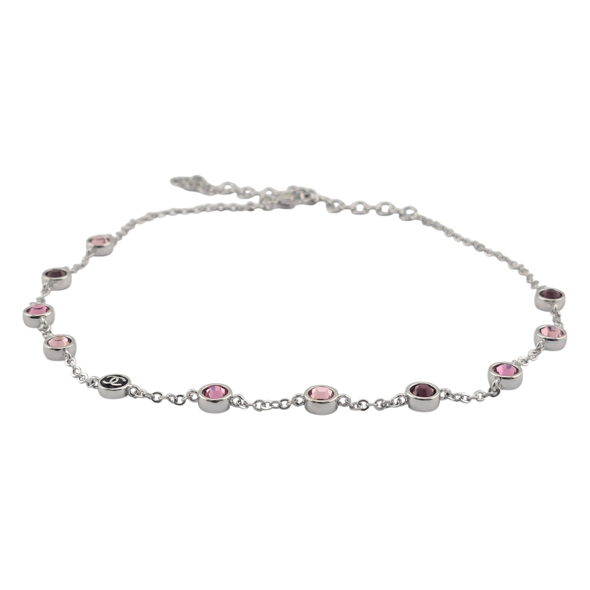 Chanel CC Silver Pink Bead Necklace 2026 CHANEL