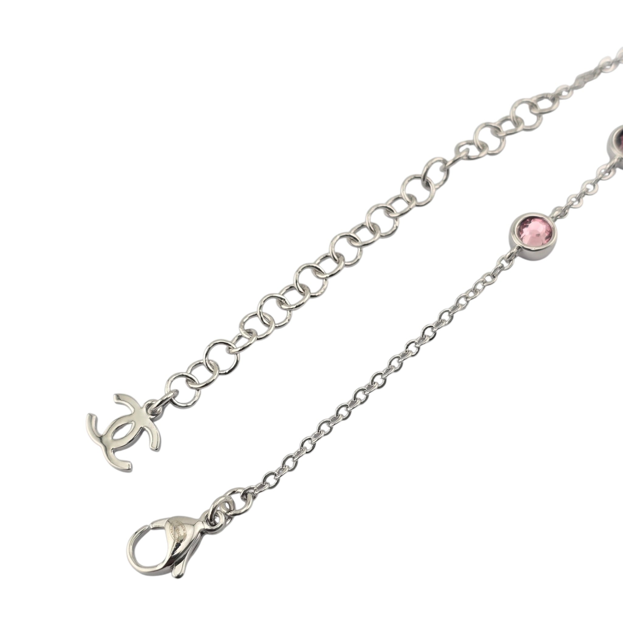 Chanel CC Silver Pink Bead Necklace 2026 CHANEL