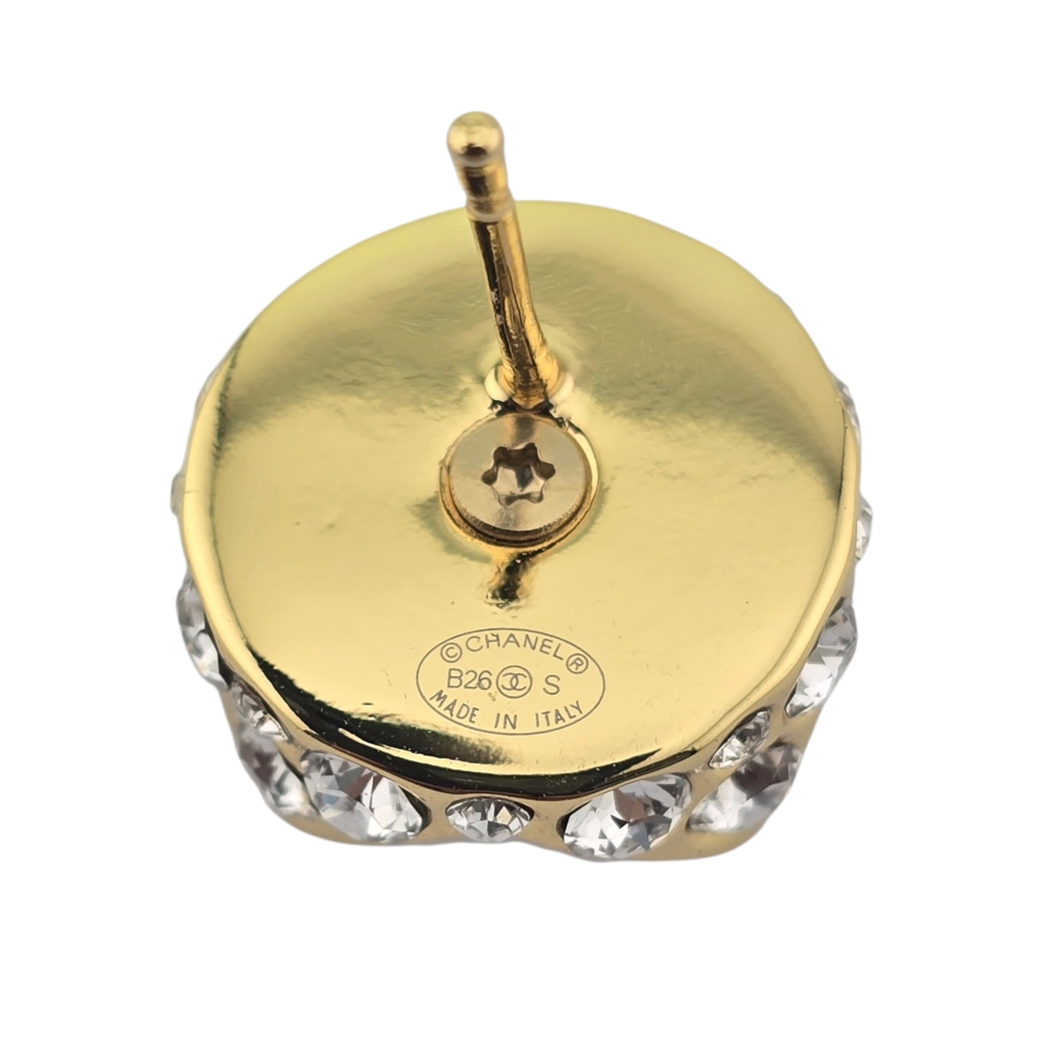 Chanel CC White Gold Enamel Round Earrings 2026 CHANEL