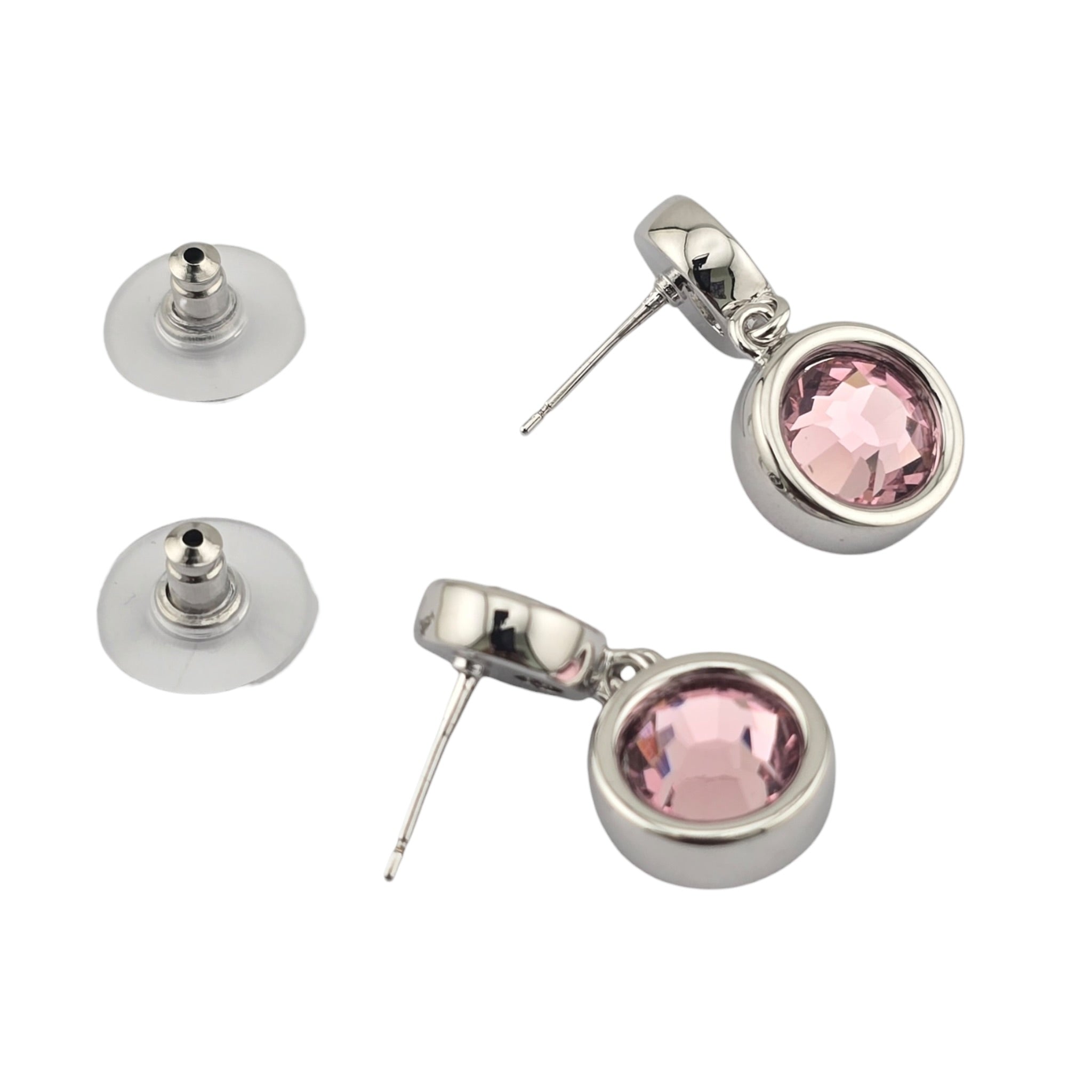 Chanel CC Round Black Drop Pink Silver Earrings 2026 CHANEL
