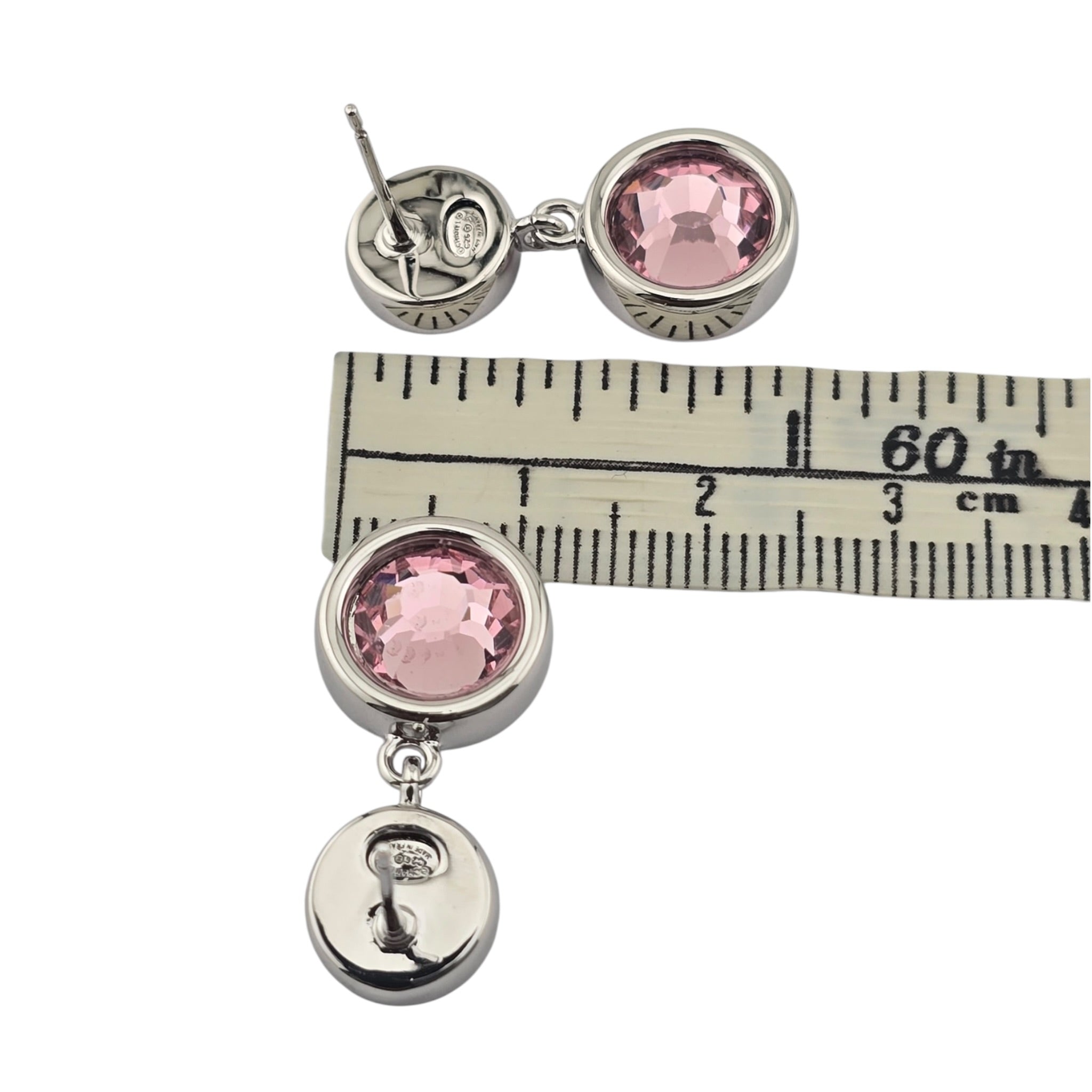 Chanel CC Round Black Drop Pink Silver Earrings 2026 CHANEL
