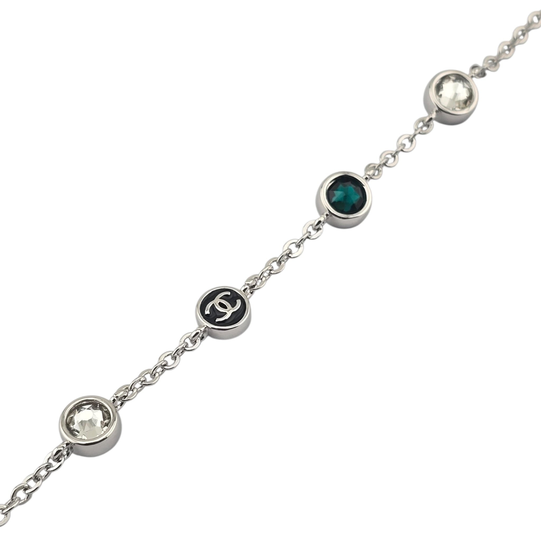 Chanel CC Silver Green Crystal Bracelet 2026 CHANEL
