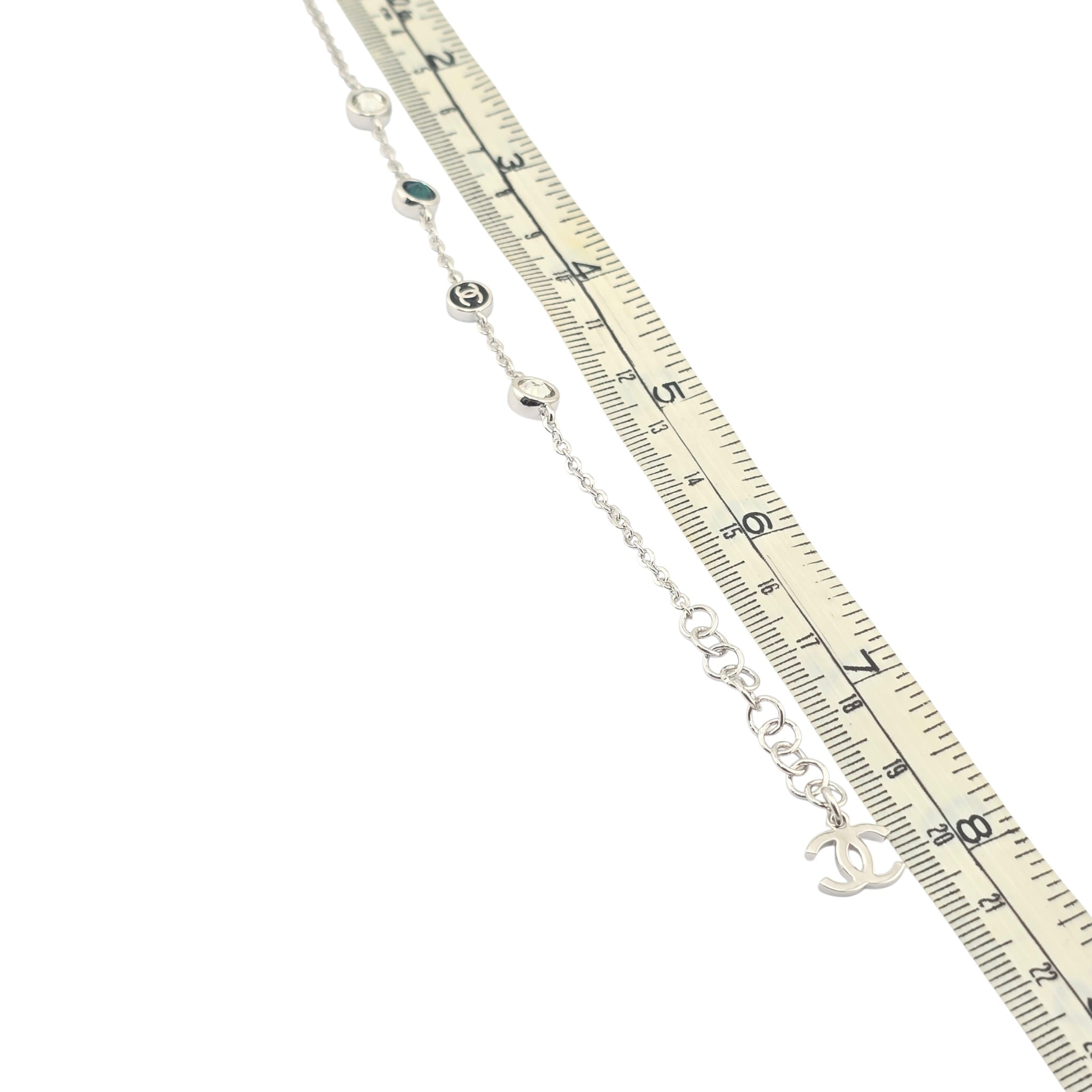 Chanel CC Silver Green Crystal Bracelet 2026 CHANEL