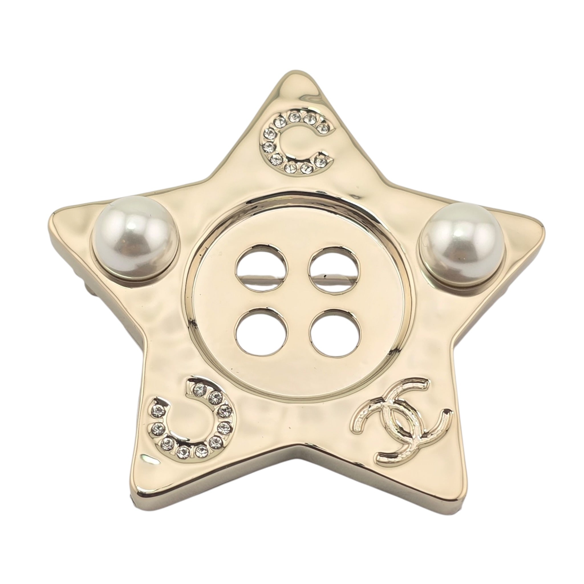 Chanel CC Star Button Brooch Gold 2025 CHANEL