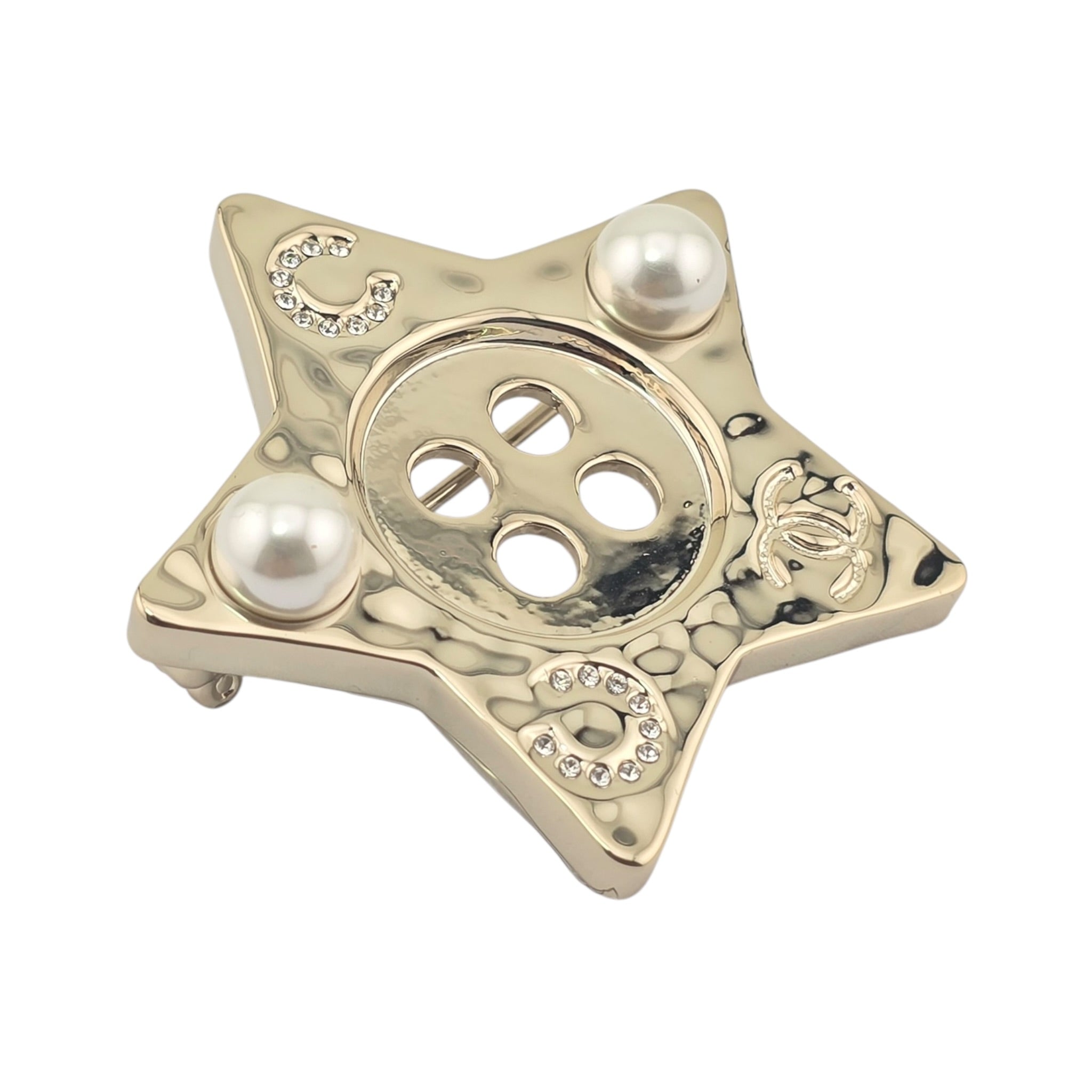 Chanel CC Star Button Brooch Gold 2025 CHANEL