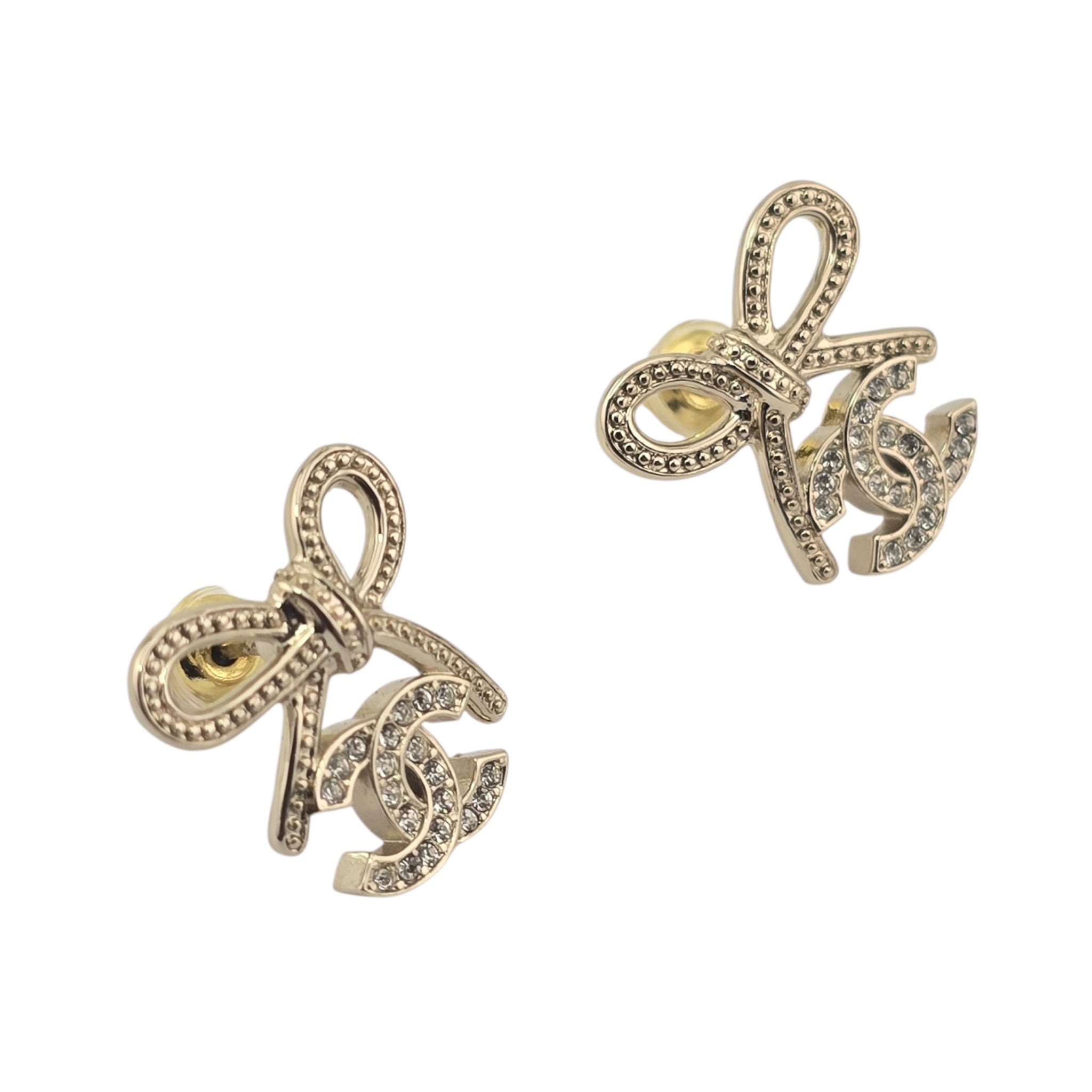 Chanel CC Pendant Gold Bow Earrings 2025 CHANEL