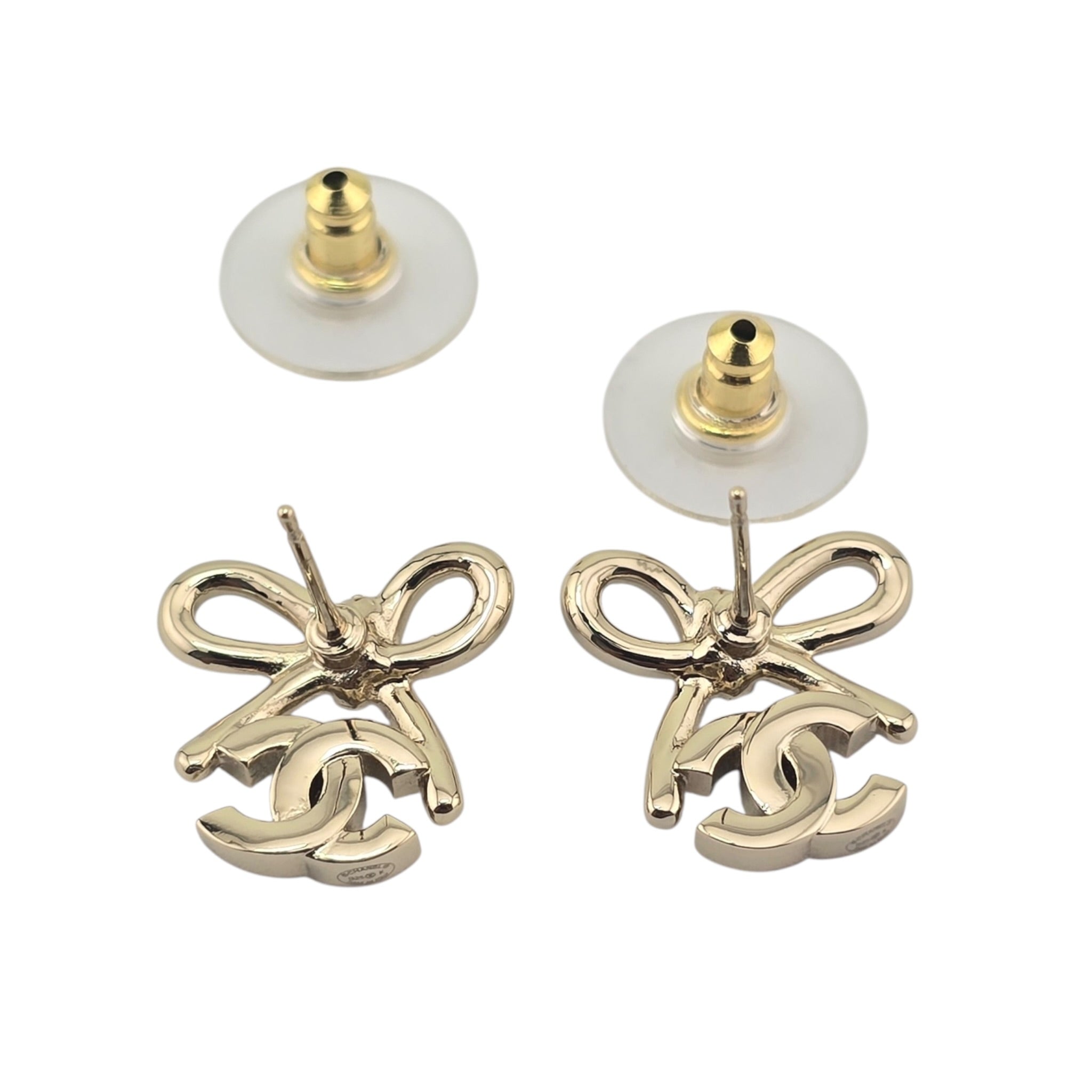 Chanel CC Pendant Gold Bow Earrings 2025 CHANEL