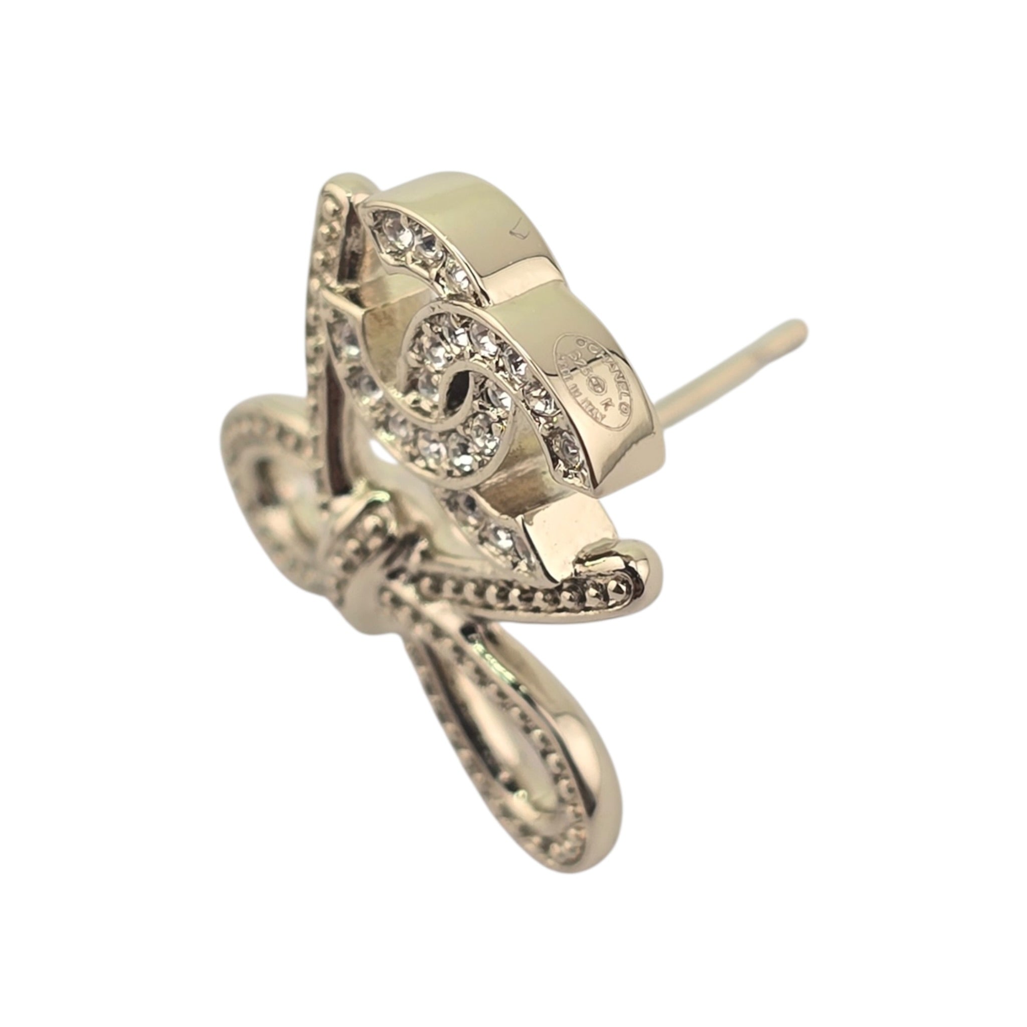 Chanel CC Pendant Gold Bow Earrings 2025 CHANEL
