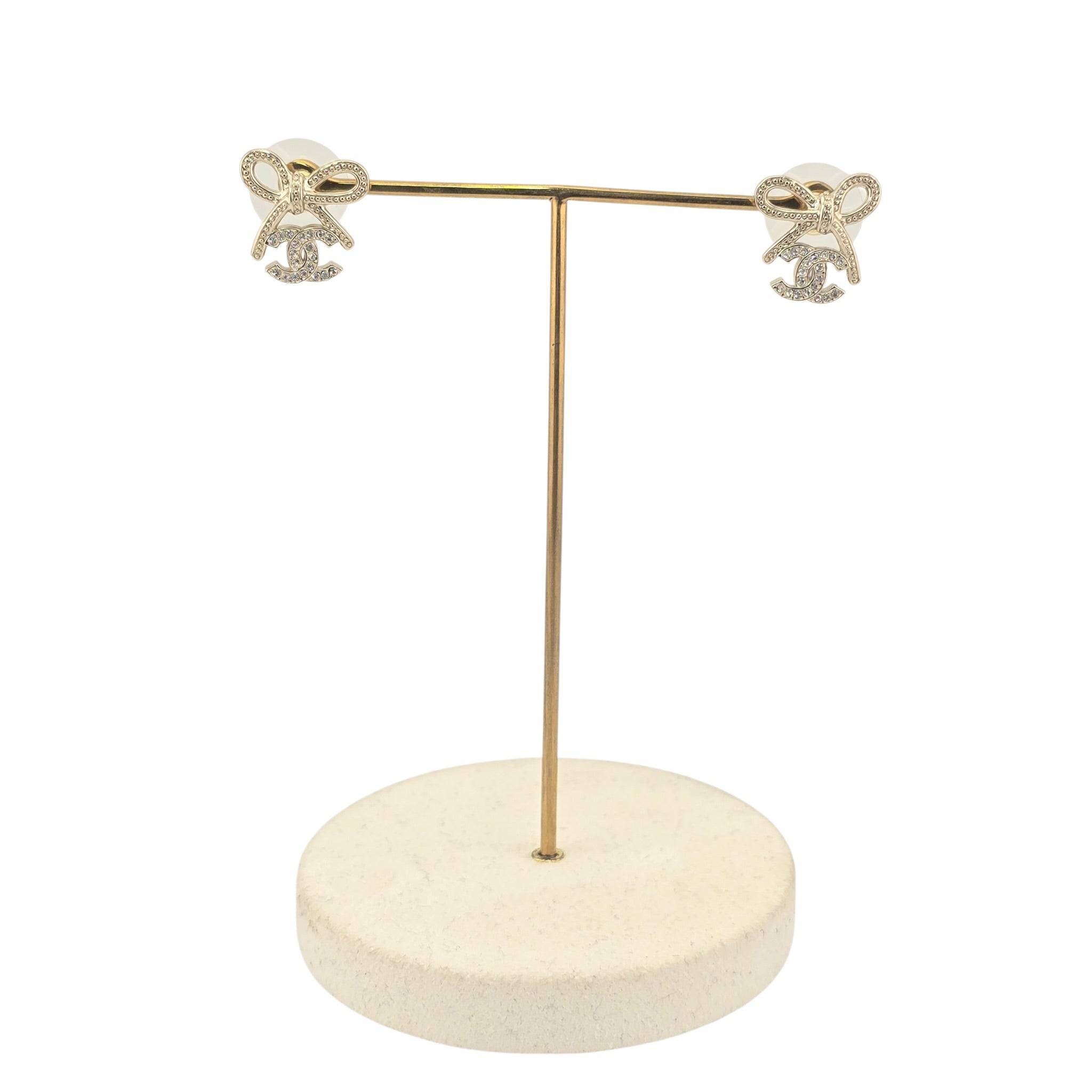 Chanel CC Pendant Gold Bow Earrings 2025 CHANEL