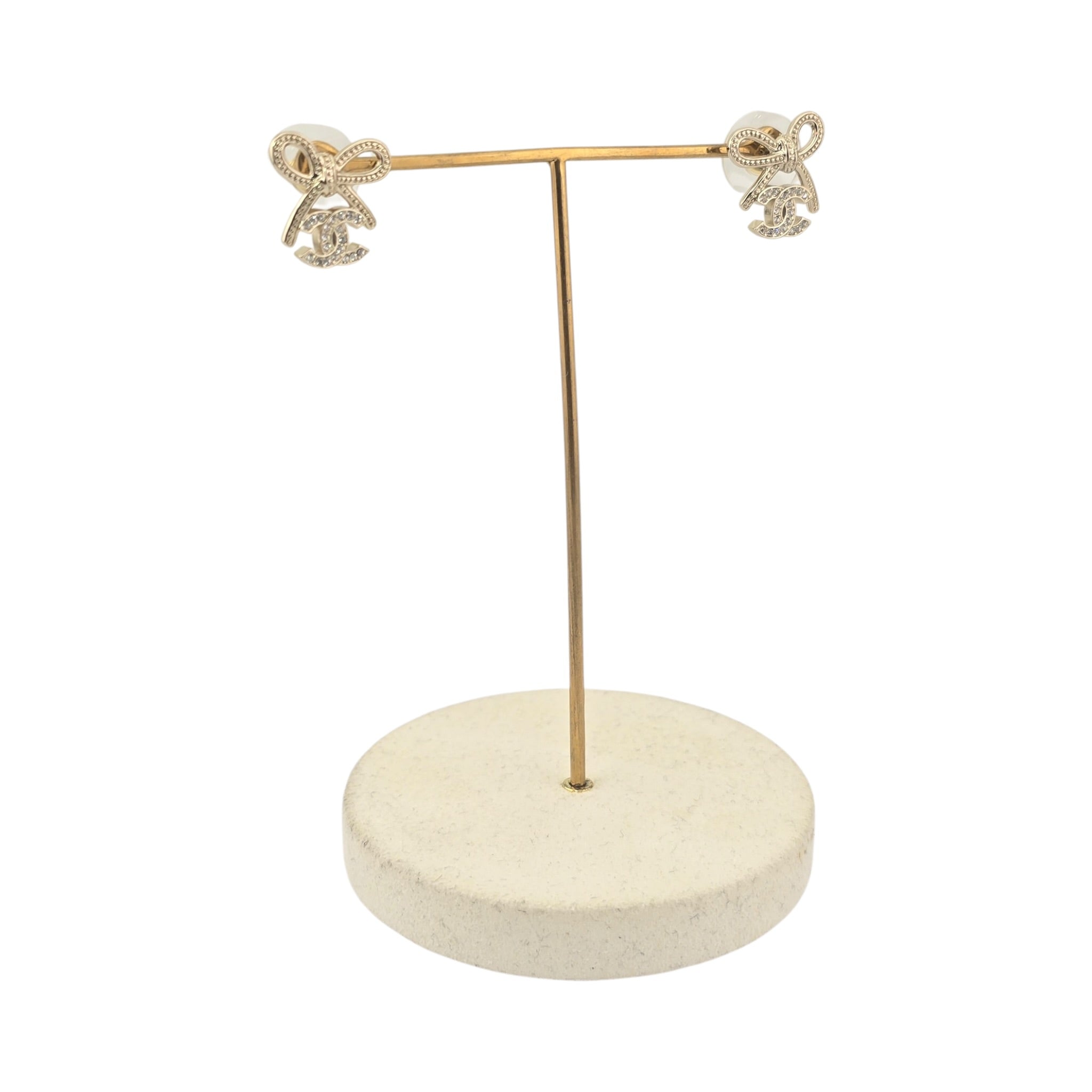Chanel CC Pendant Gold Bow Earrings 2025 CHANEL
