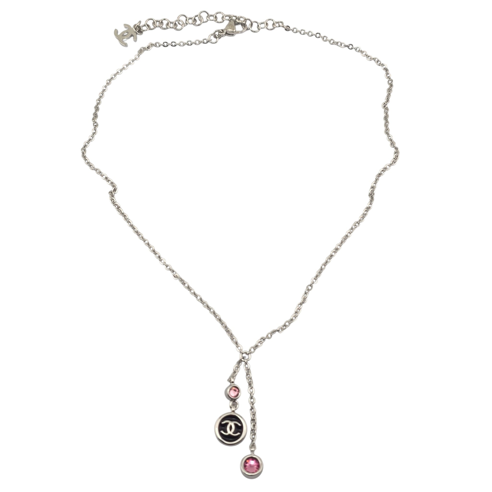 Chanel CC Drop Pendant Silver Necklace 2026 CHANEL
