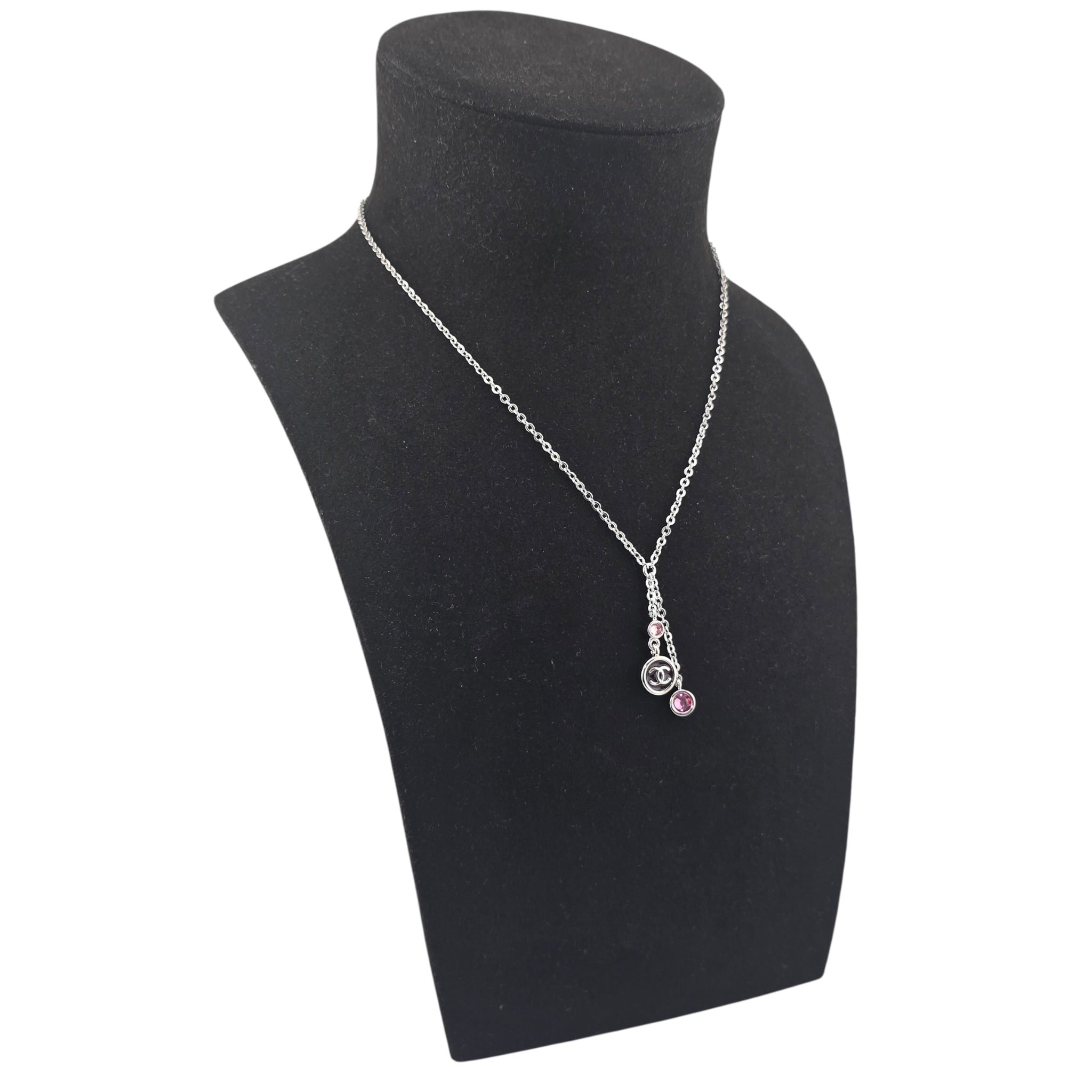 Chanel CC Drop Pendant Silver Necklace 2026 CHANEL