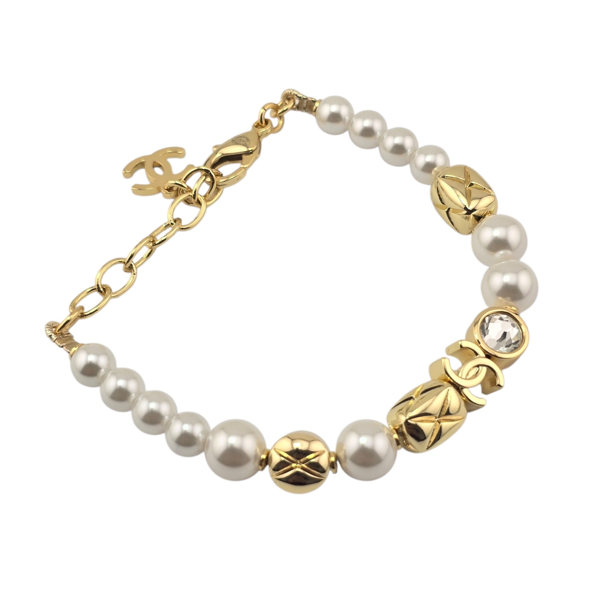 Chanel CC Faux Pearl Gold Bracelet 2026 CHANEL
