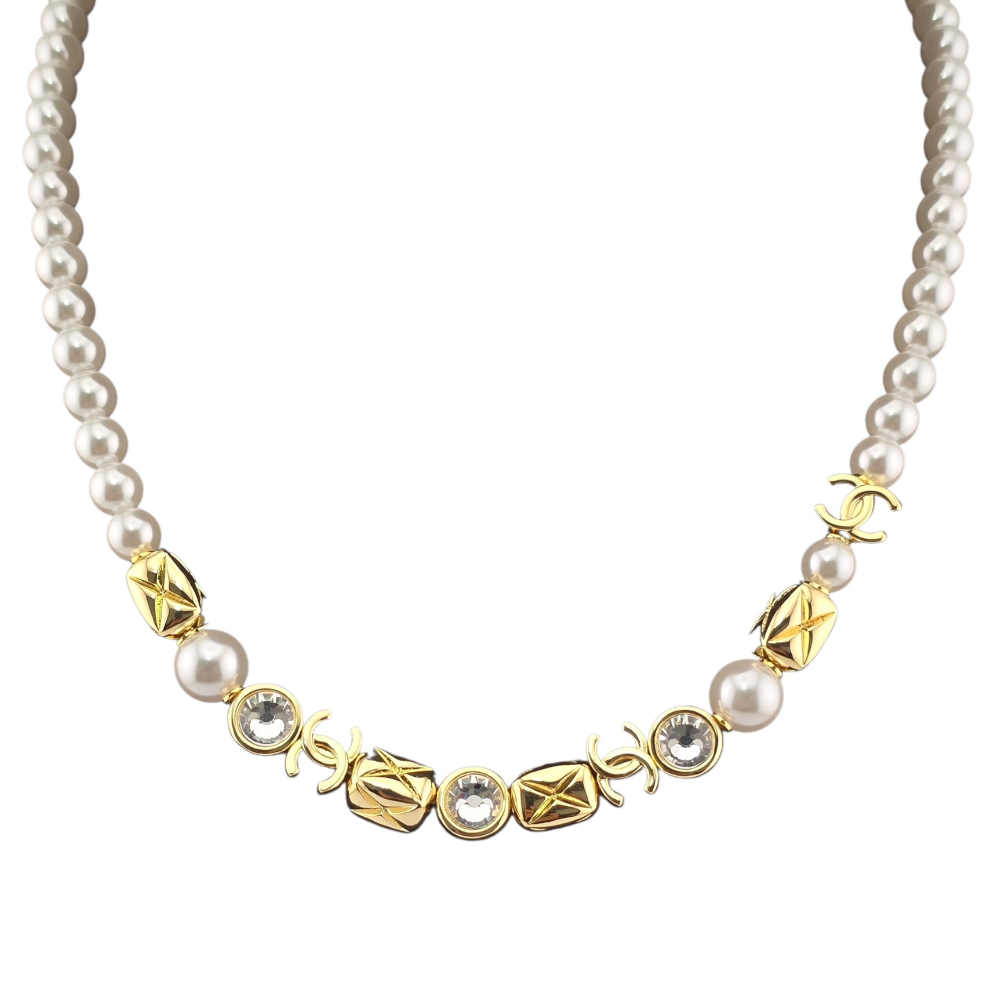 Chanel CC Faux Pearl Gold Necklace 2026 CHANEL