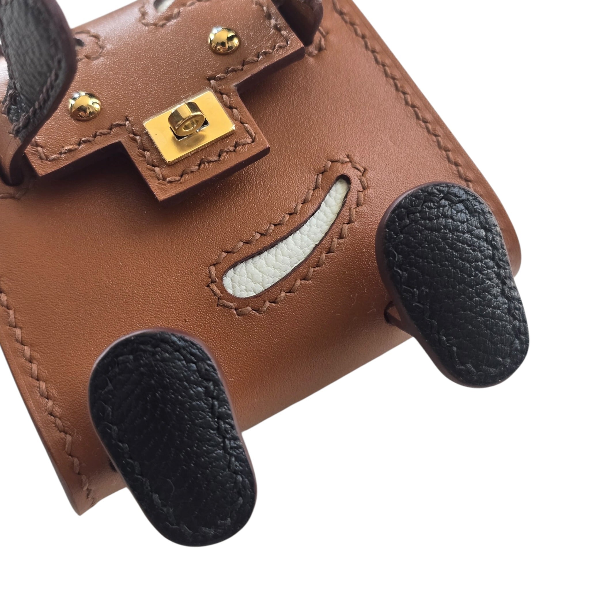 Hermès Quelle Idole Doll Bag Charm Sable Mushroom Havane and Black HERMES