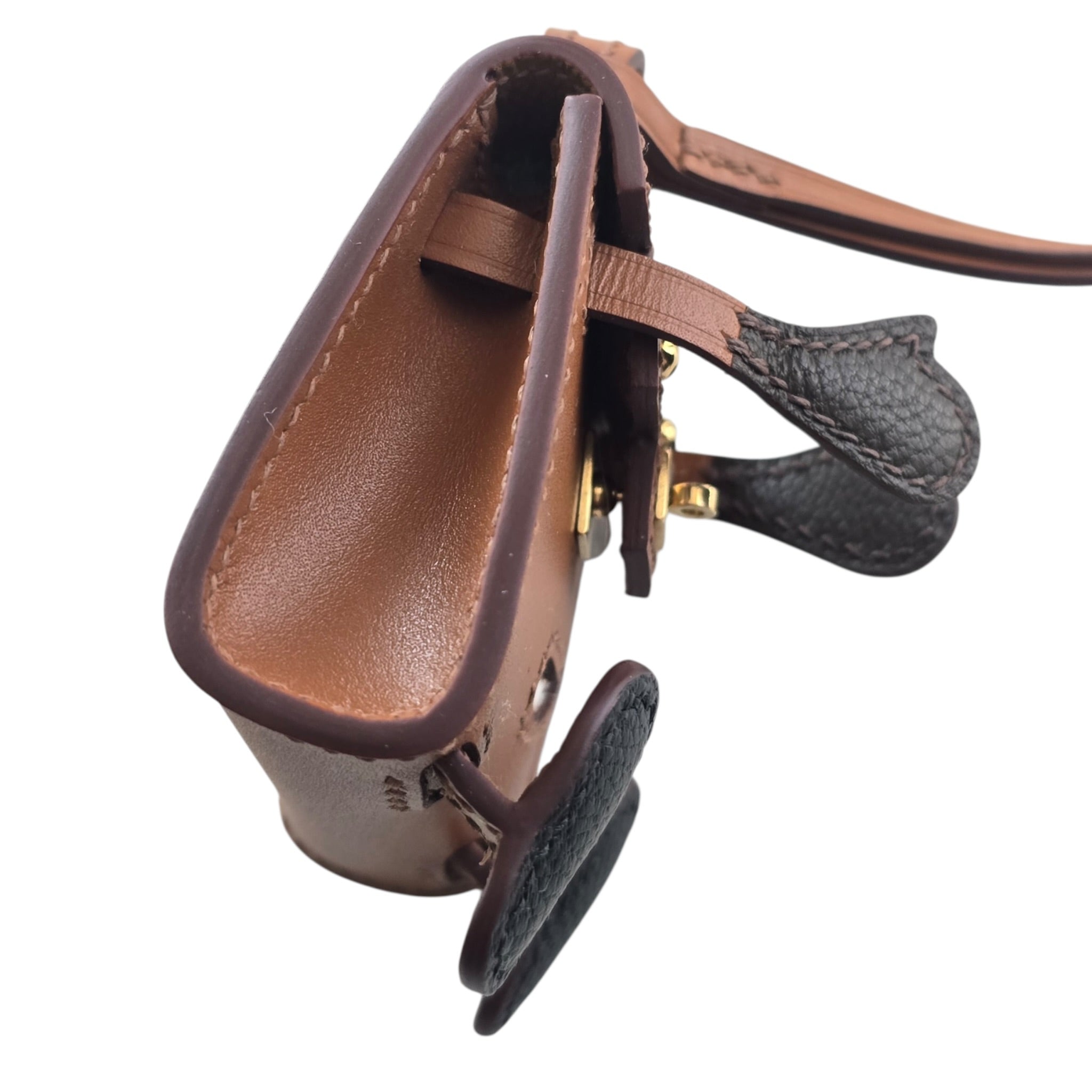 Hermès Quelle Idole Doll Bag Charm Sable Mushroom Havane and Black HERMES