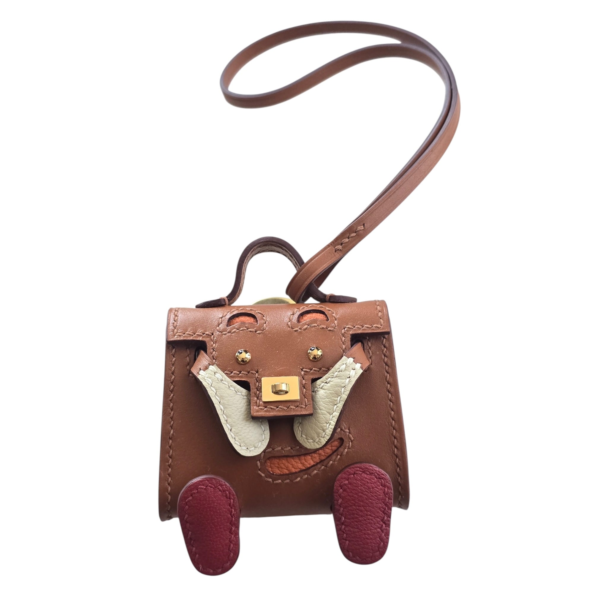 Hermès Quelle Idole Doll Bag Charm Sable Orange Nata and Brique HERMES