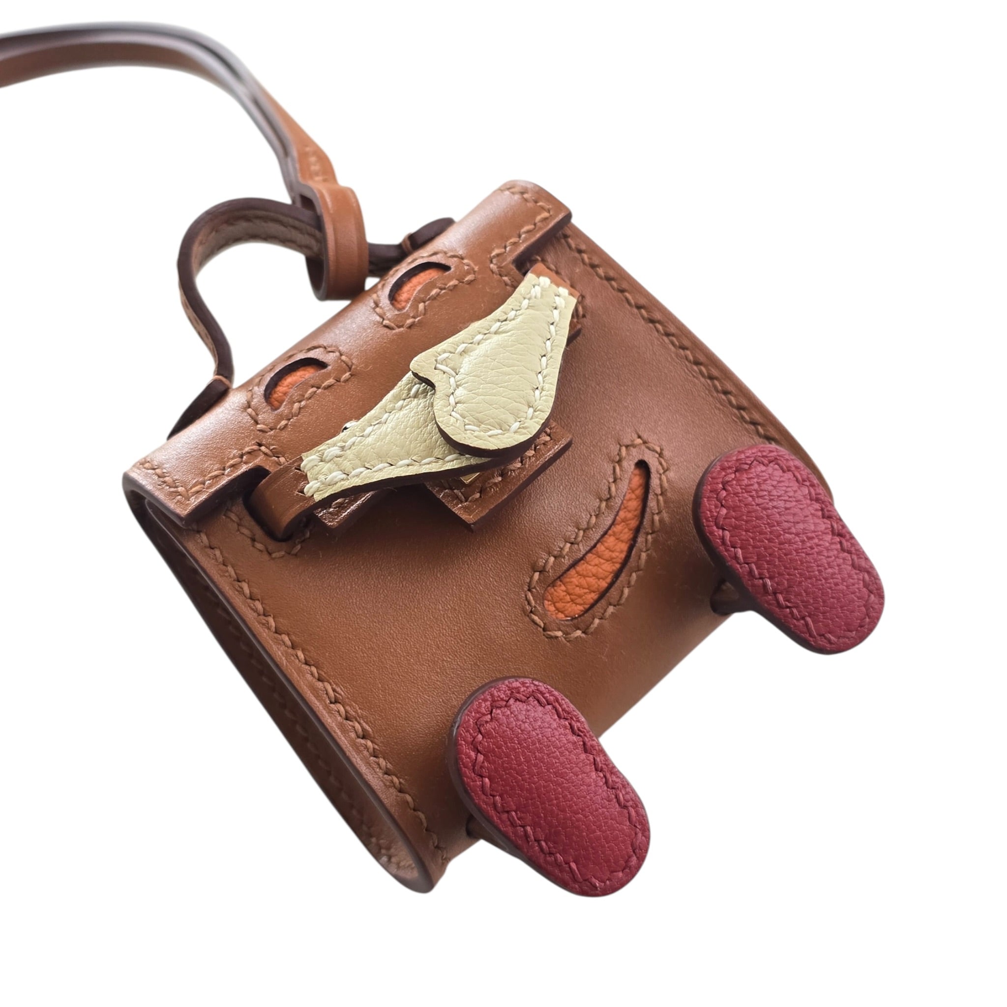Hermès Quelle Idole Doll Bag Charm Sable Orange Nata and Brique HERMES
