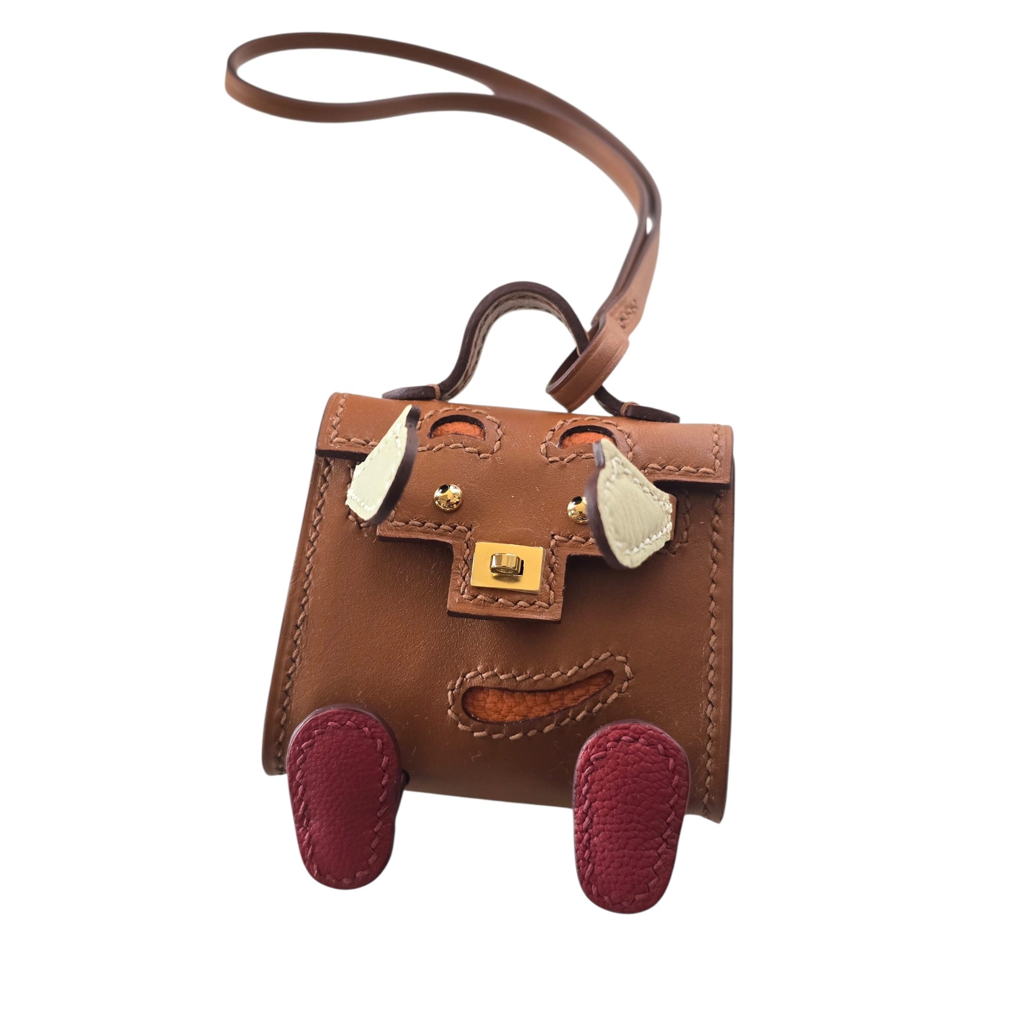 Hermès Quelle Idole Doll Bag Charm Sable Orange Nata and Brique HERMES