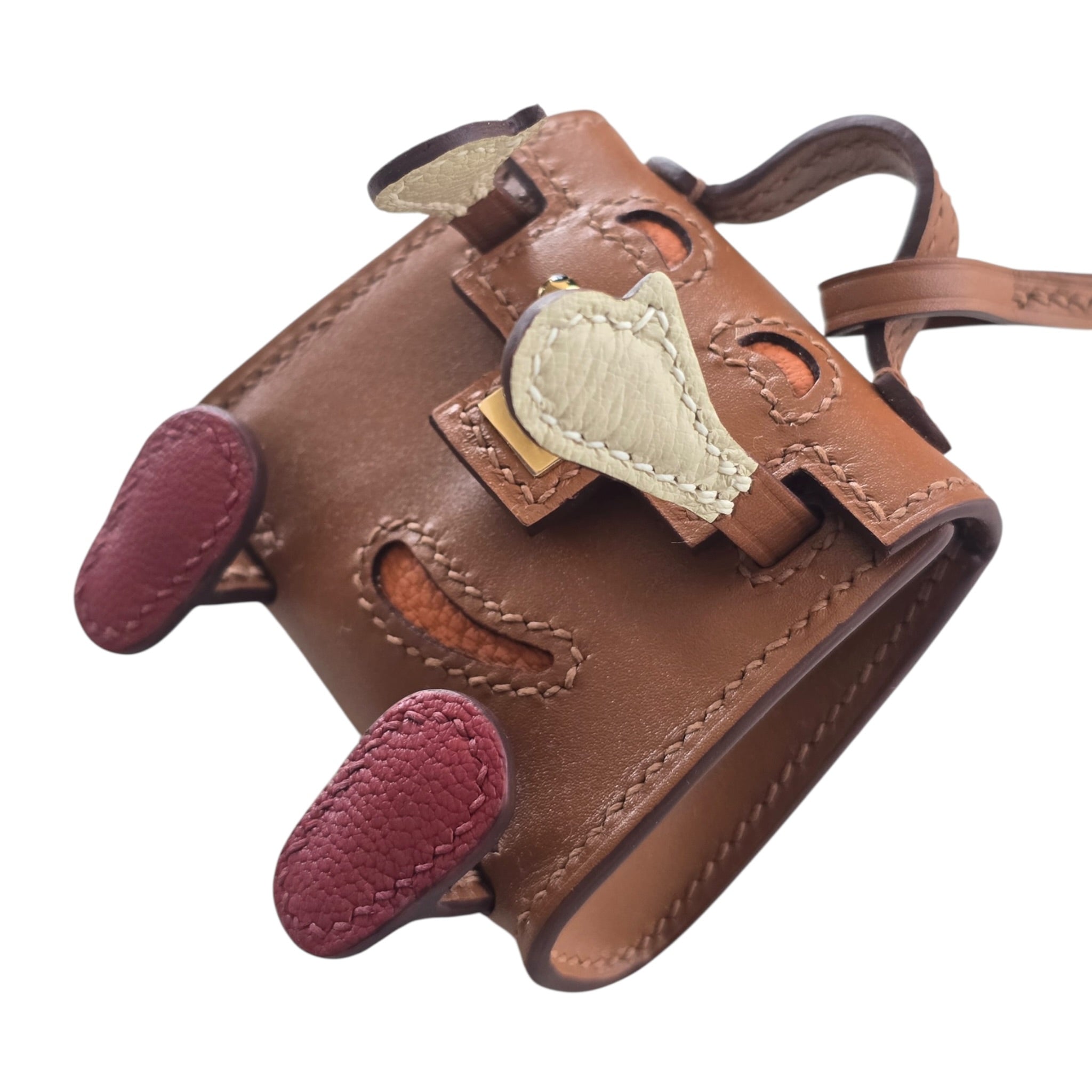 Hermès Quelle Idole Doll Bag Charm Sable Orange Nata and Brique HERMES