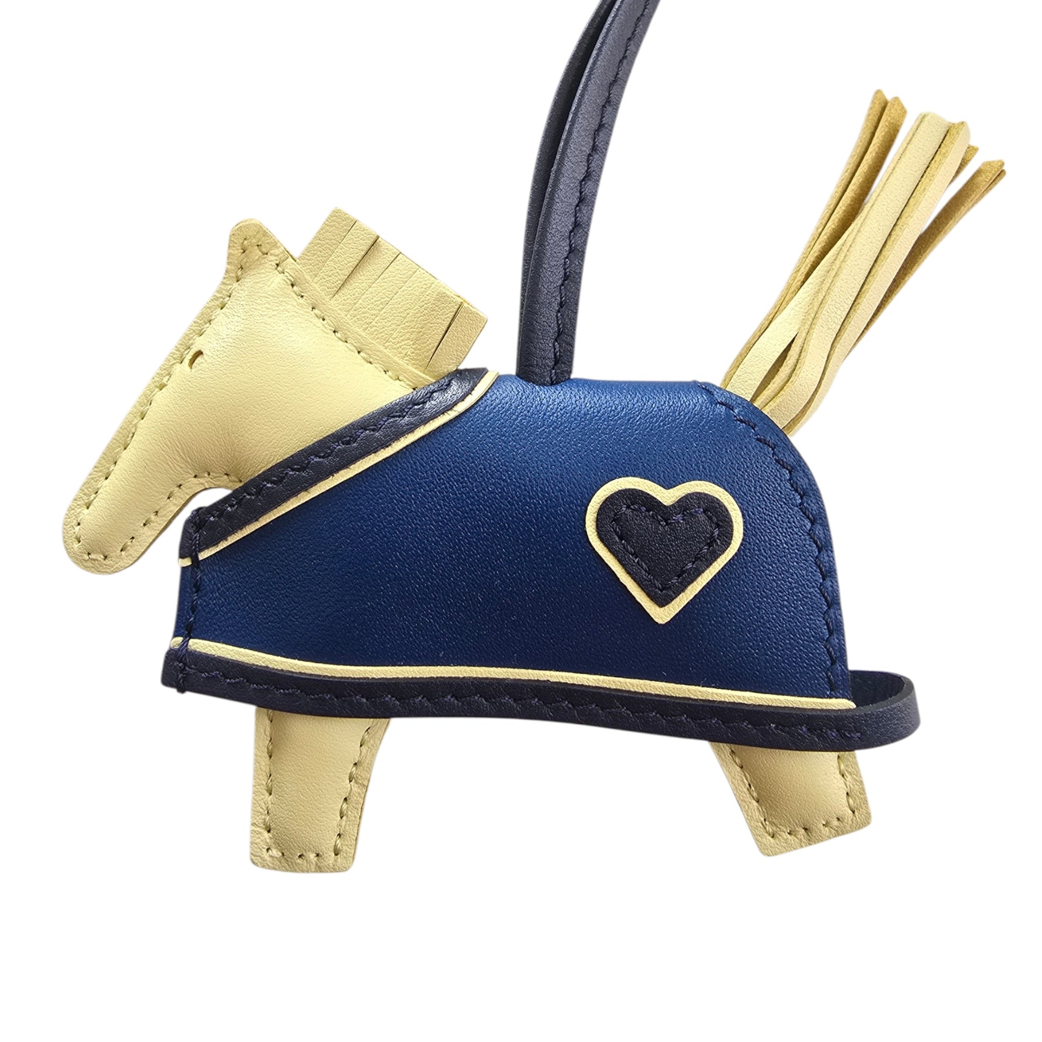 Hermès Rodeo Robeo Coeur Bag Charm PM Jaune Milton/Bleu Nuit/Bleu Tie HERMES