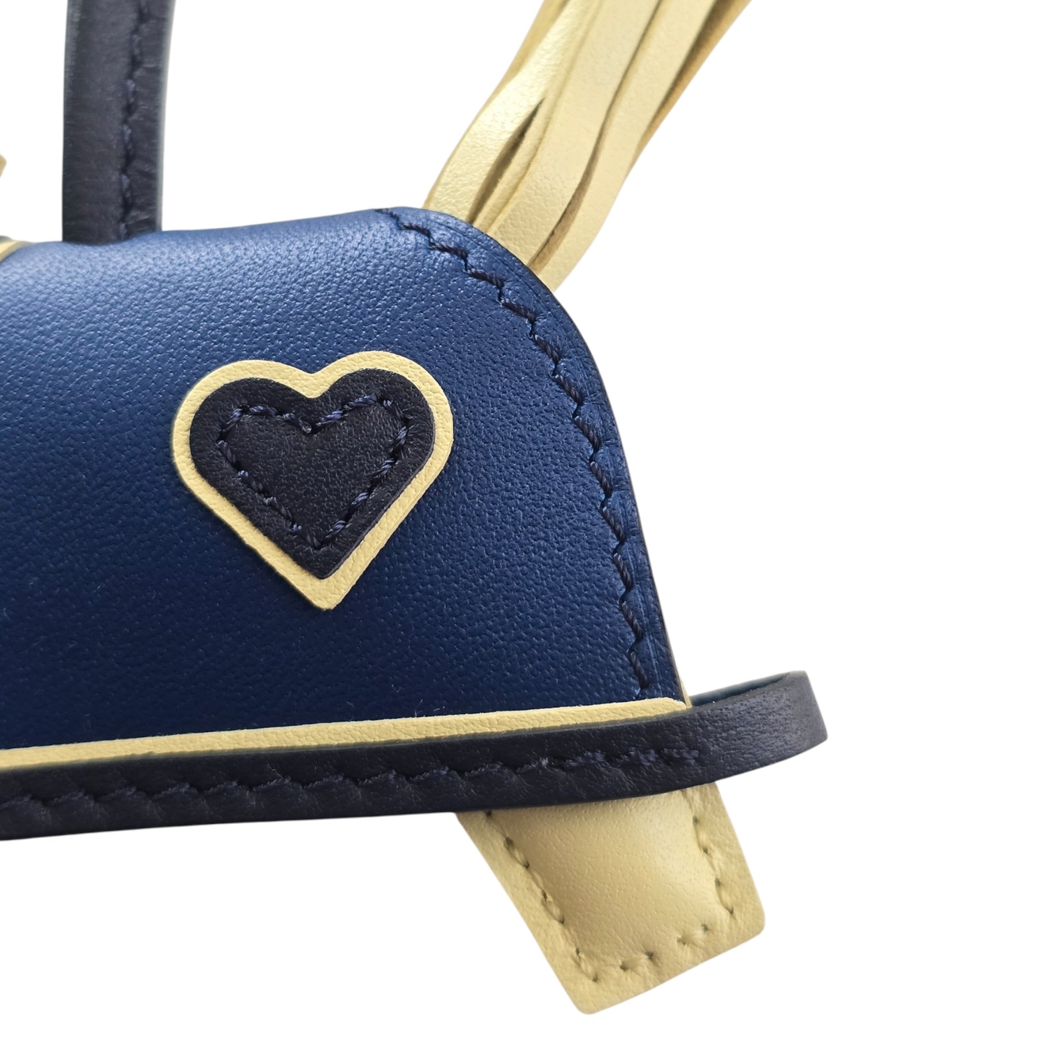 Hermès Rodeo Robeo Coeur Bag Charm PM Jaune Milton/Bleu Nuit/Bleu Tie HERMES