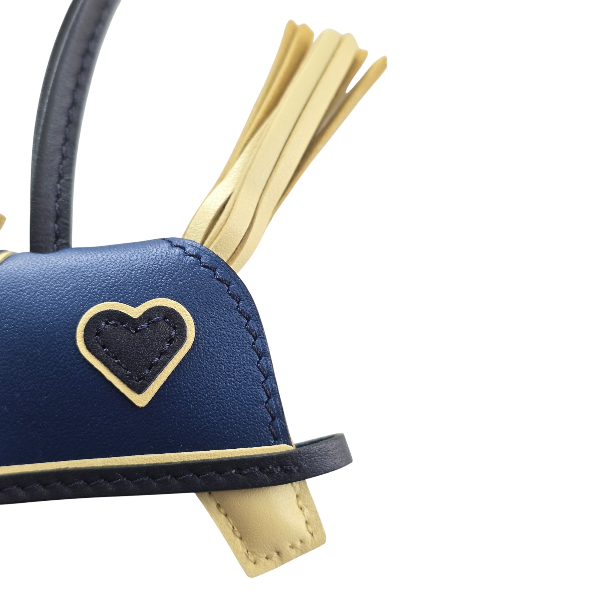 Hermès Rodeo Robeo Coeur Bag Charm PM Jaune Milton/Bleu Nuit/Bleu Tie HERMES