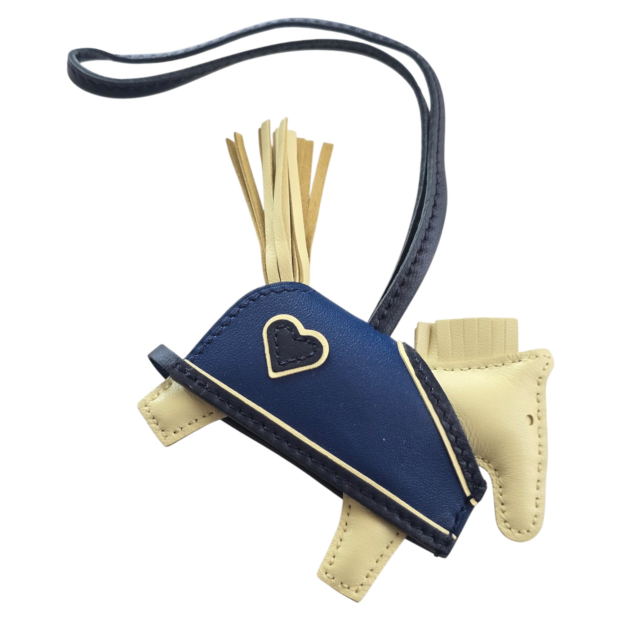 Hermès Rodeo Robeo Coeur Bag Charm PM Jaune Milton/Bleu Nuit/Bleu Tie HERMES